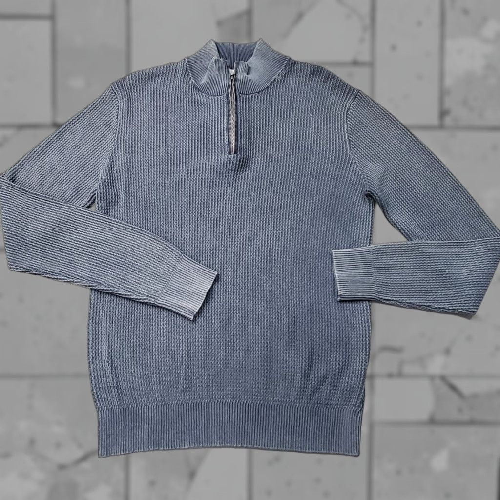 Vintage California CO Mens Faded Navy Blue Ribbed Long Sleeve 1/4 Zip Sweater Size S Size US S / EU 44-46 / 1 - 1 Thumbnail