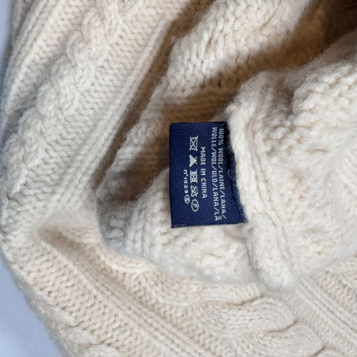 Ralph Lauren 90s Polo Jeans Company by Ralph Lauren 100% Wool Shawl Cable Size L / US 10 / IT 46 - 6 Thumbnail