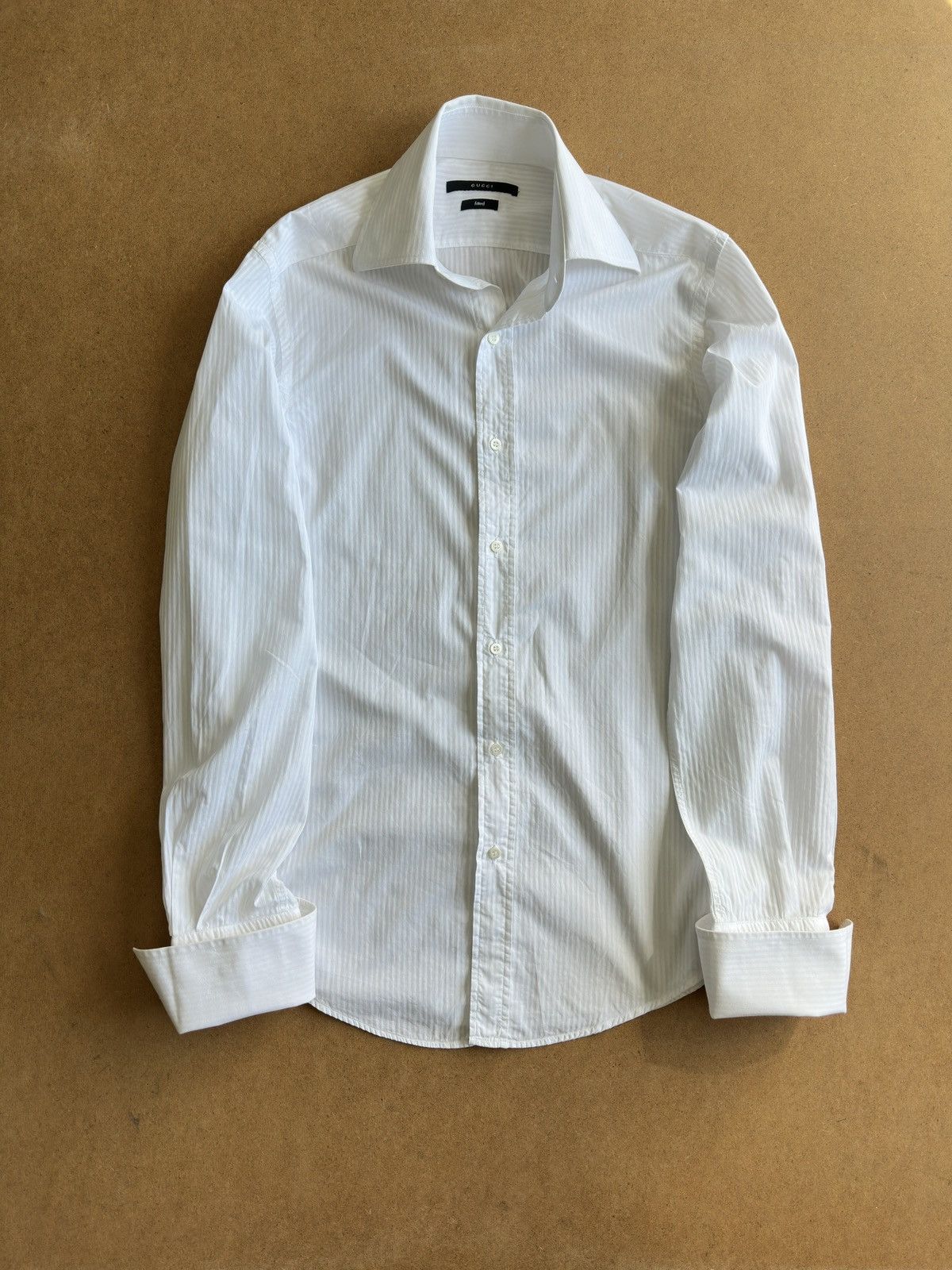 Vintage Gucci Men’s Striped White Classic Button Up Shirt