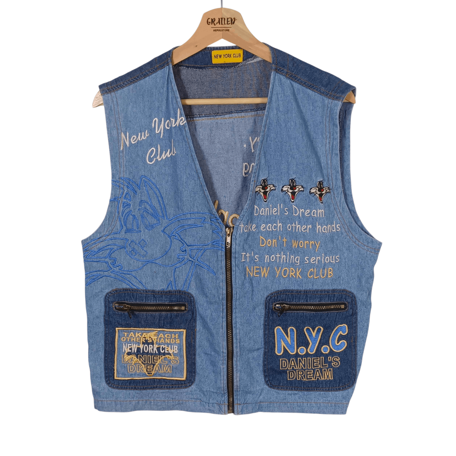 Cartoon Network Vintage New York Club Daniel's Dream Denim Vest Jacket Size US M / EU 48-50 / 2 - 1 Thumbnail