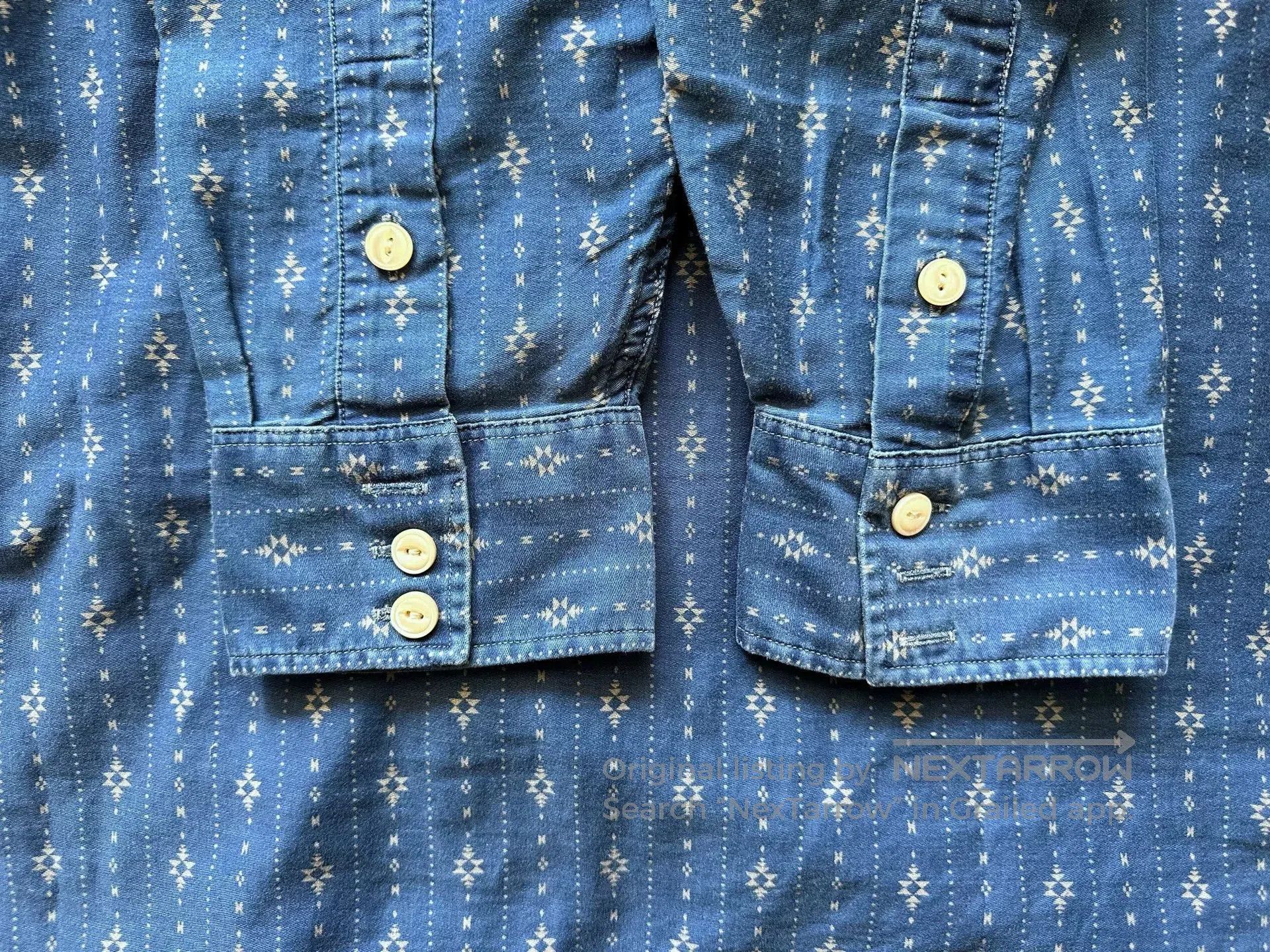 RRL Ralph Lauren rrl southwestern blue dyed striped shirt. Size US L / EU 52-54 / 3 - 3 Thumbnail
