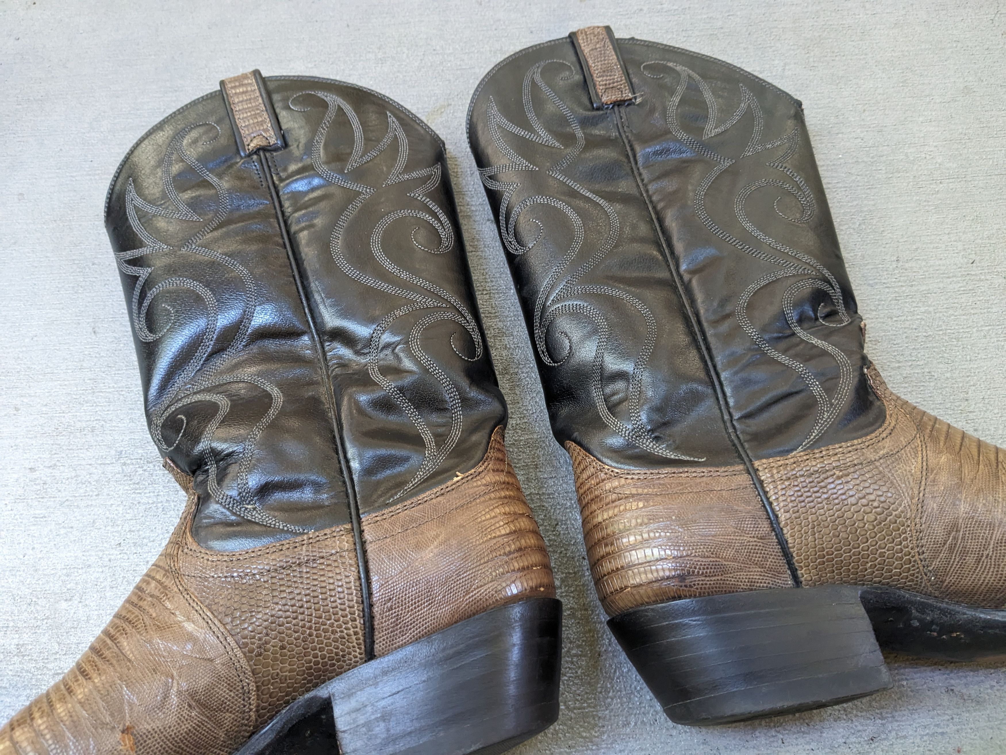 Dan Post Dan Post Cowboy Boots 9 D Olive Green Black Lizard USA Size US 9 / EU 42 - 14 Thumbnail