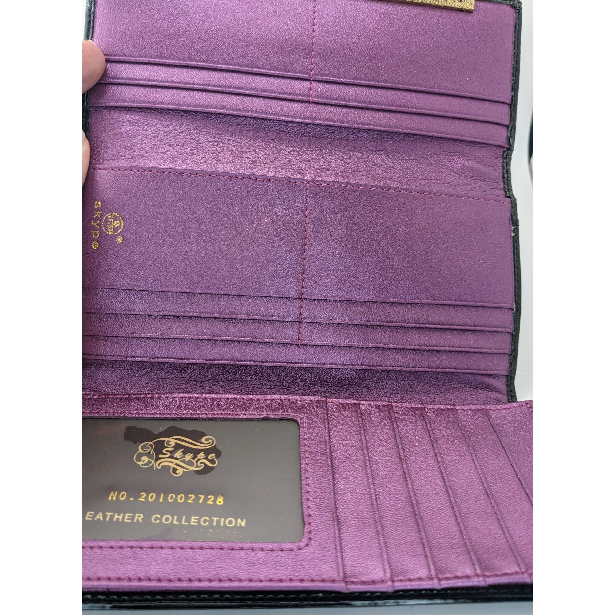 Other Gothic Skype Black And Purple Embossed Leather Wallet With G Size ONE SIZE - 4 Thumbnail
