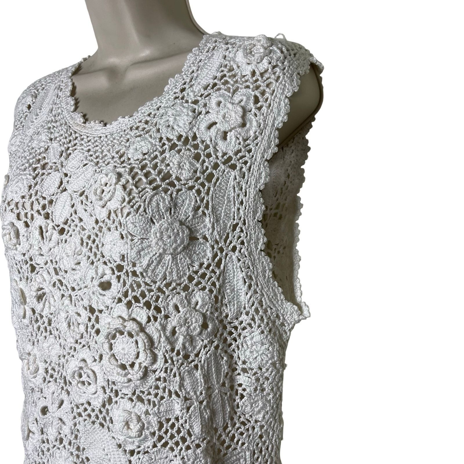 DOEN Doen Hailroom Hand-crochet Annalise Mini dress white pearl Size XL / US 12-14 / IT 48-50 - 10 Thumbnail