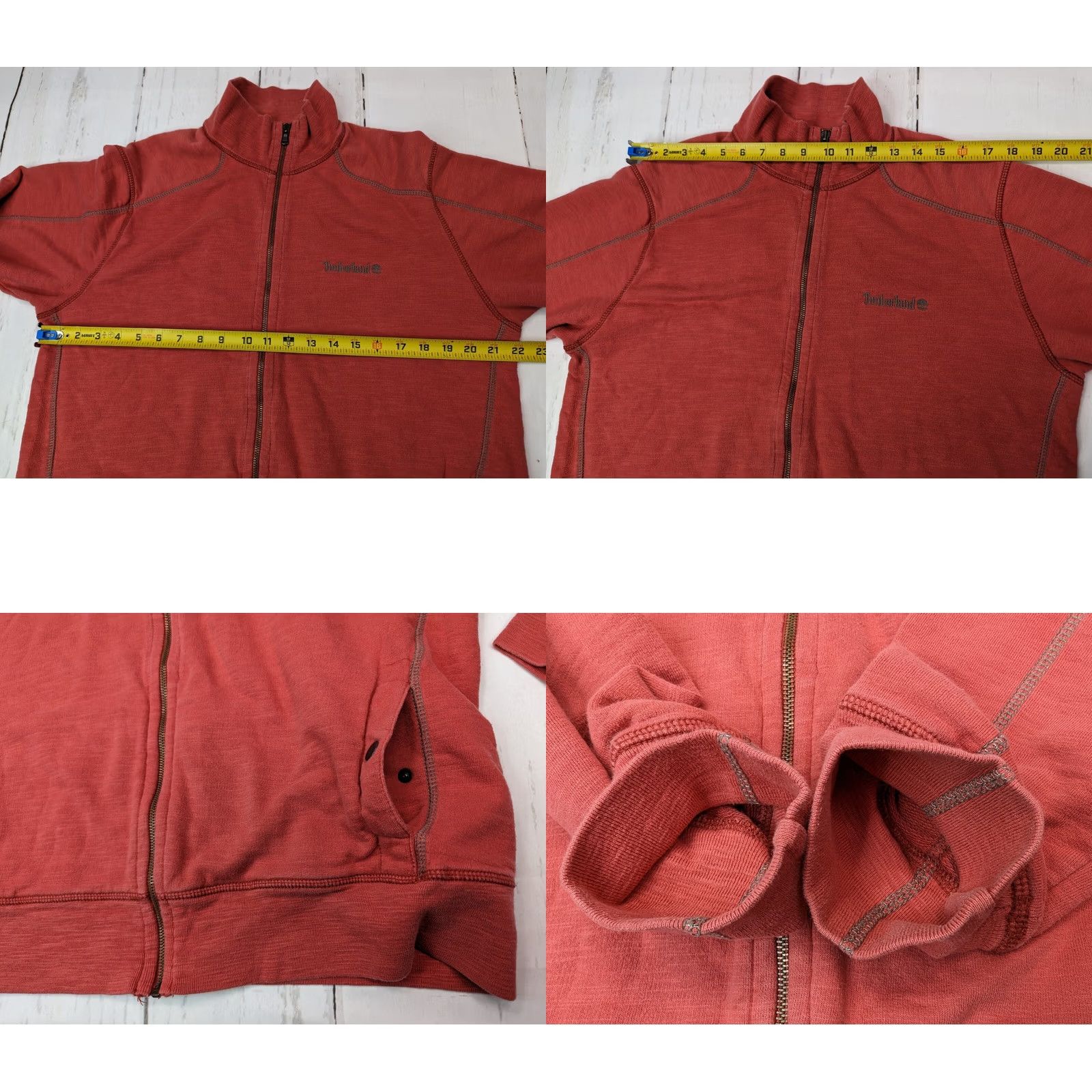 Timberland Timberland Full Zip Sweater Mens L Red Cotton Button Pocket Knit Pullover Jacket Size US L / EU 52-54 / 3 - 8 Thumbnail