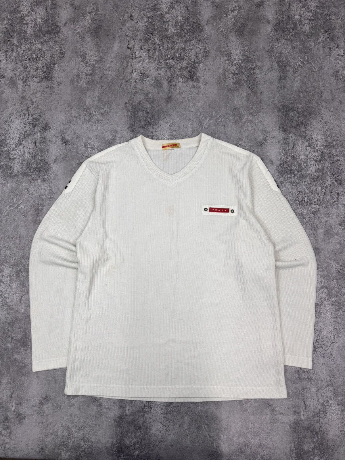 Prada Prada Men Knit Sweater White V-Neck Size L Size US L / EU 52-54 / 3 - 1 Thumbnail
