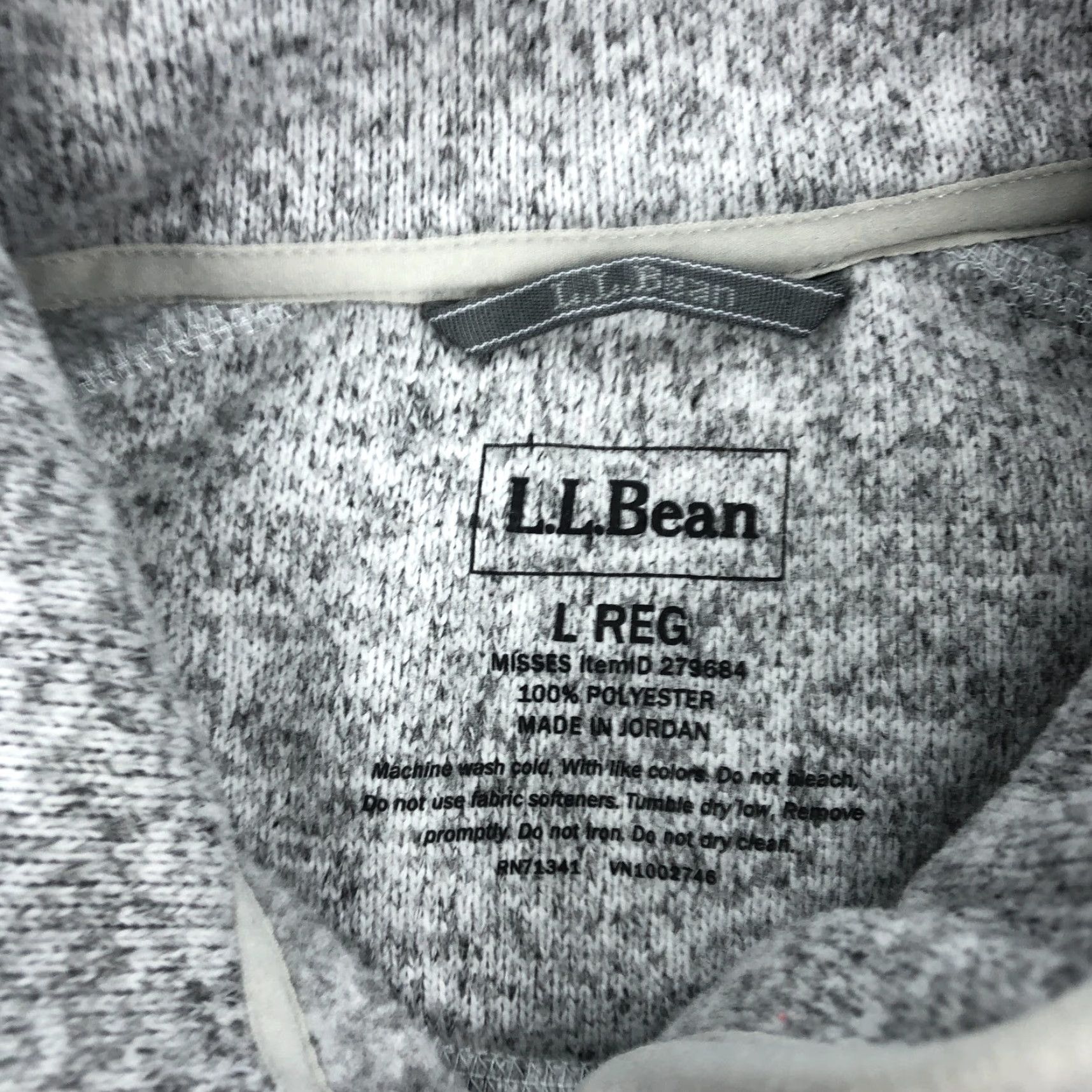 Vintage L.L.Bean Women's L Regular Gray Heathered Full Zip Fleece Jacket Outdoor Jacket Zip Pockets Stand-Up Collar 279684 Size L / US 10 / IT 46 - 2 Thumbnail