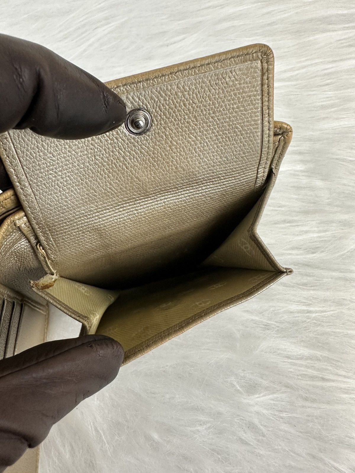 Chanel Chanel Tan/ Beige Caviar Leather Designer Slim Bifold Wallet Size ONE SIZE - 8 Thumbnail