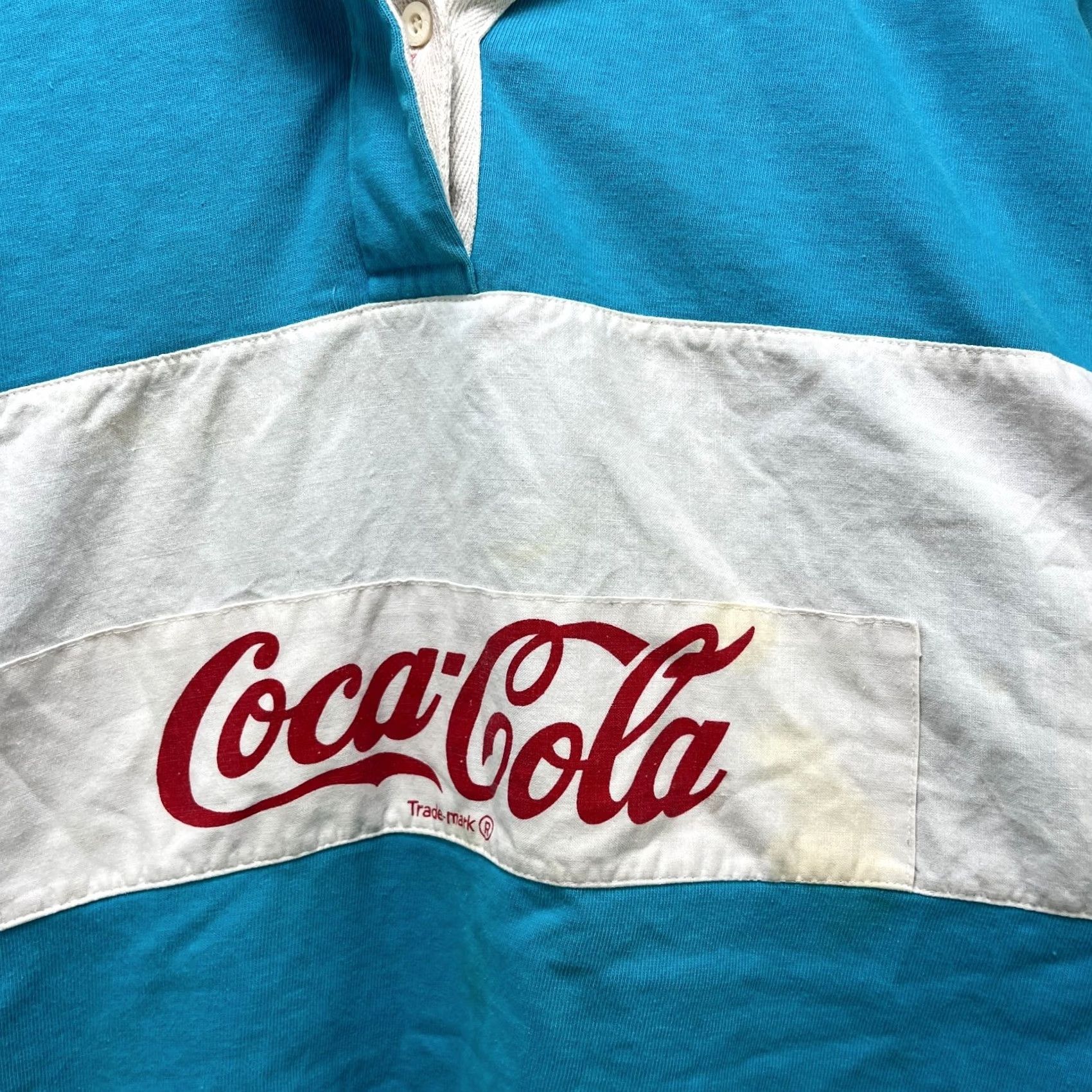 Vintage VINTAGE Coca-Cola Rugby Polo Shirt M Boys Blue Striped 90s Mens Size US M / EU 48-50 / 2 - 2 Thumbnail
