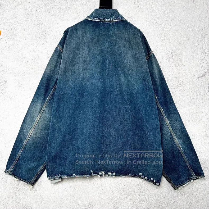 Balenciaga Balenciaga Loose Fit Denim Jacket with Zipper Destruction Size US M / EU 48-50 / 2 - 2 Thumbnail