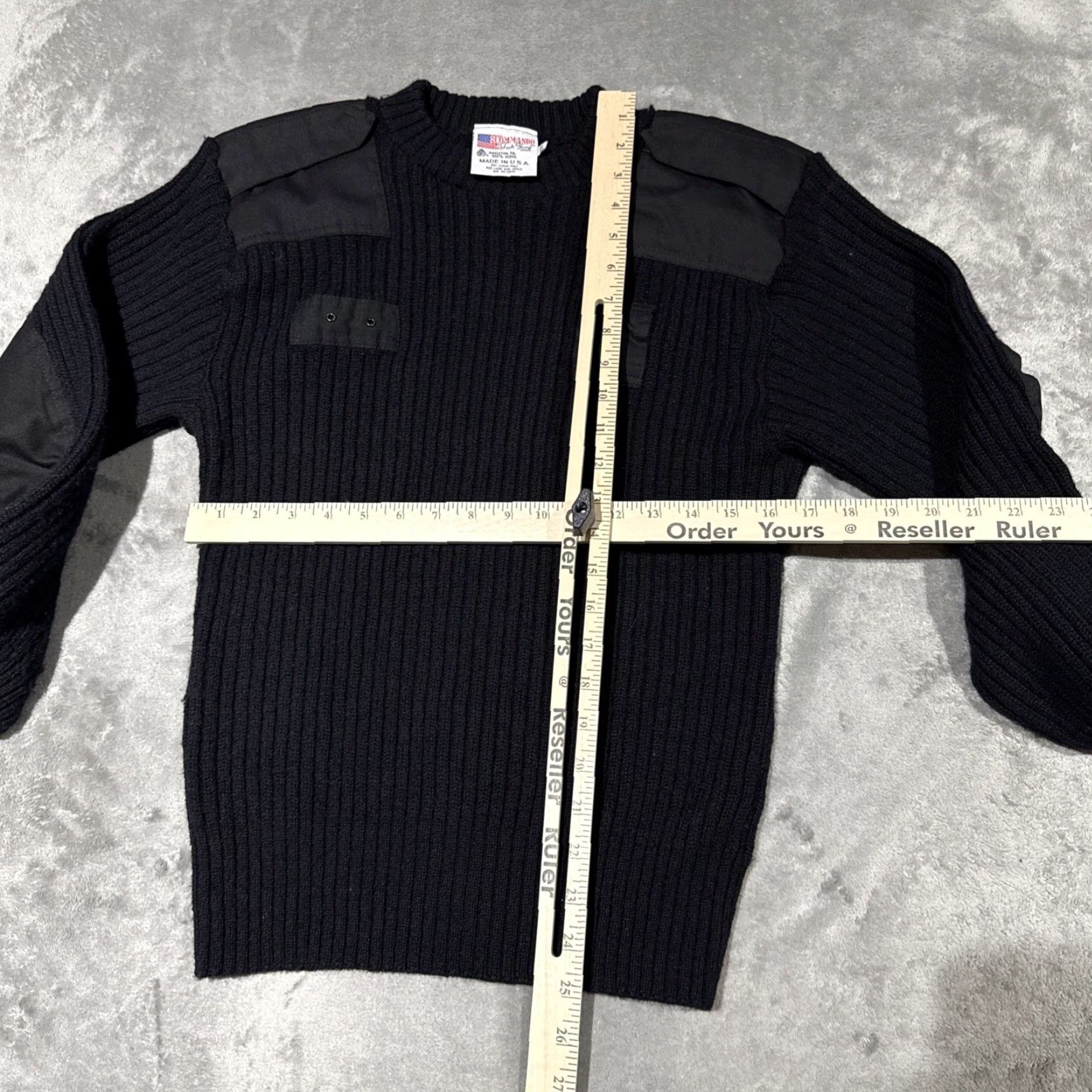 Commando VINTAGE Commando by Jack Young Mens Sweater Wool Ribbed Elbow Patch USA Size 42 Size L Black Crew Neck Knit Pullover Regular Military Army USA Men"} Size US L / EU 52-54 / 3 - 4 Thumbnail