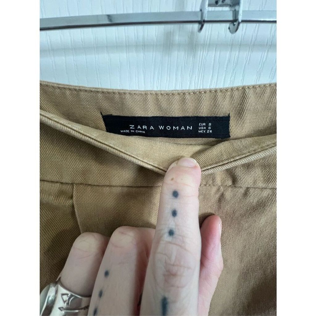 Zara ZARA Brown Wide Leg High Rise Pants With Side Buttons Size 30" / US 8 / IT 44 - 3 Thumbnail