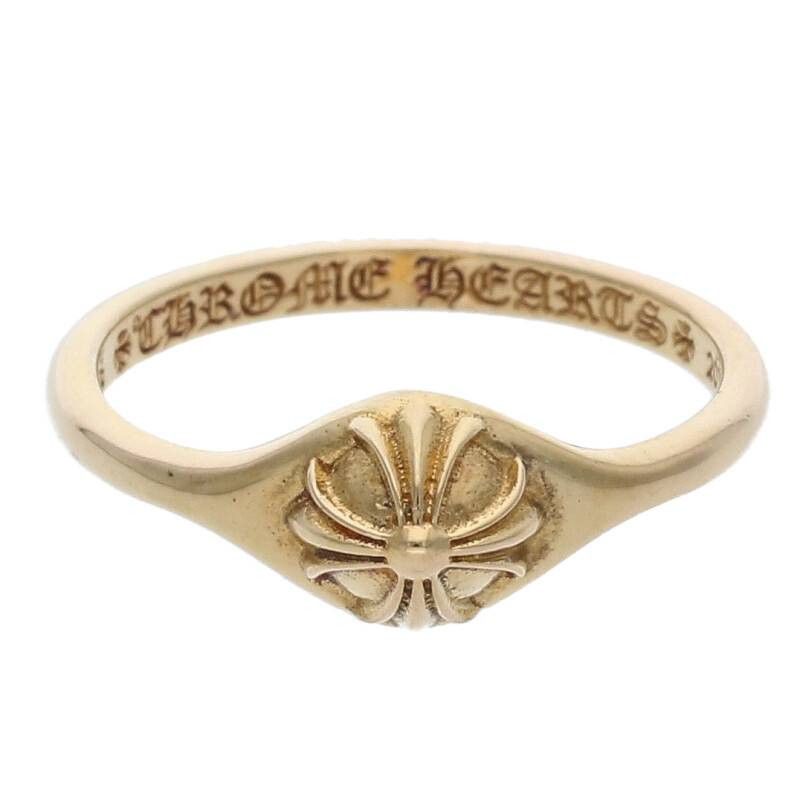 image of Chrome Hearts Mini Bubble Gum Cross Ball Gold Ring in Yellow Gold, Men's