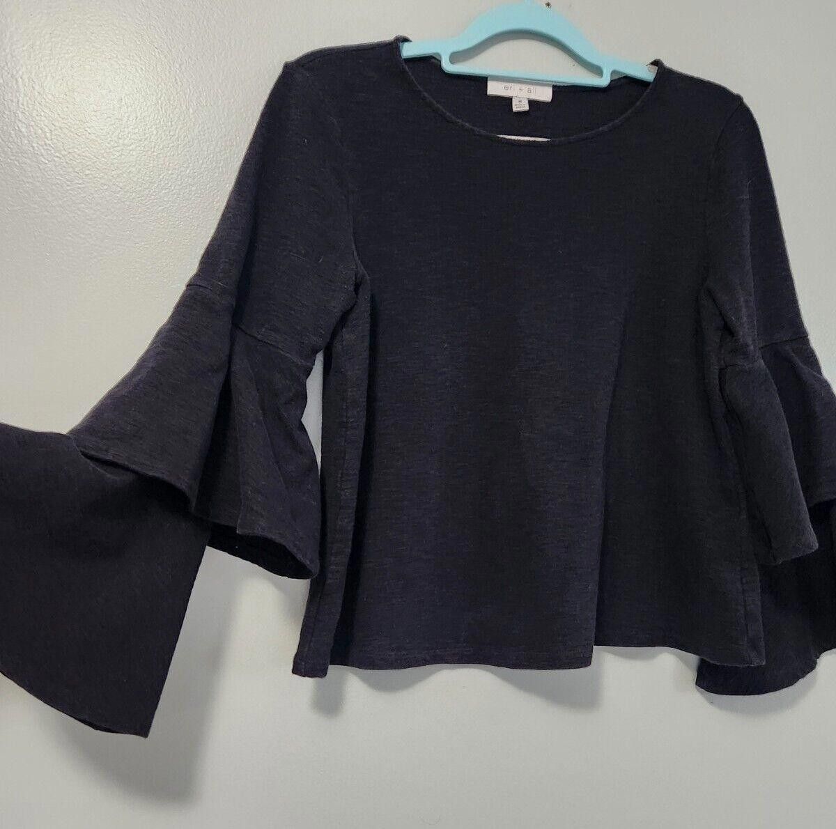 Designer Eri And Ali Top Medium Black Bell Sleeves Long Layered Size M / US 6-8 / IT 42-44 - 4 Thumbnail