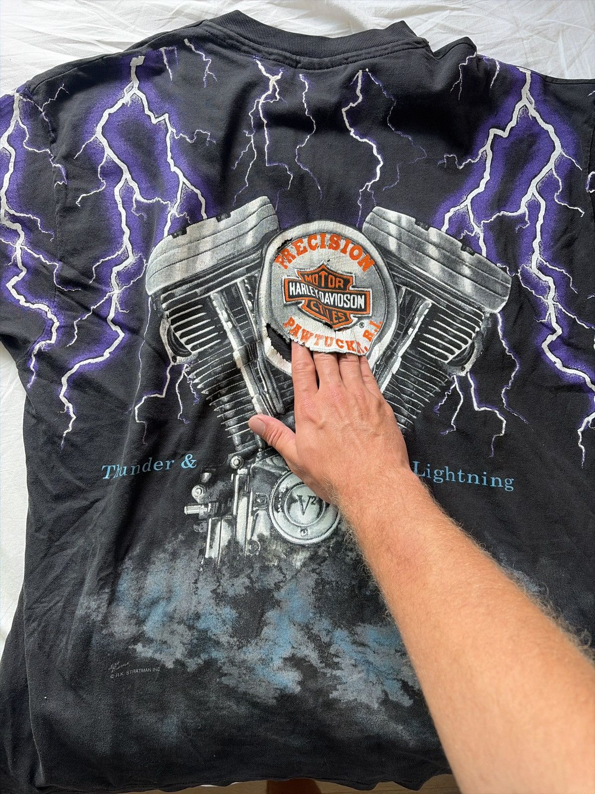 Harley Davidson LIGHTING TEE EARLY 90s Size US XXL / EU 58 / 5 - 2 Thumbnail