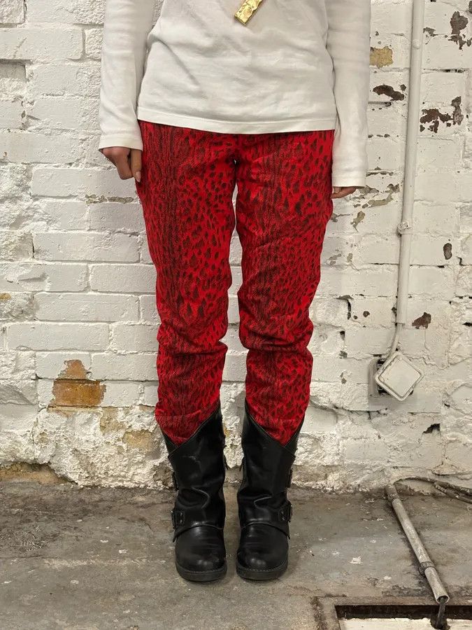 Just Cavalli SS2009 Cavalli Red & Black Leopard Pants Size 27" / US 4 / IT 40 - 2 Thumbnail