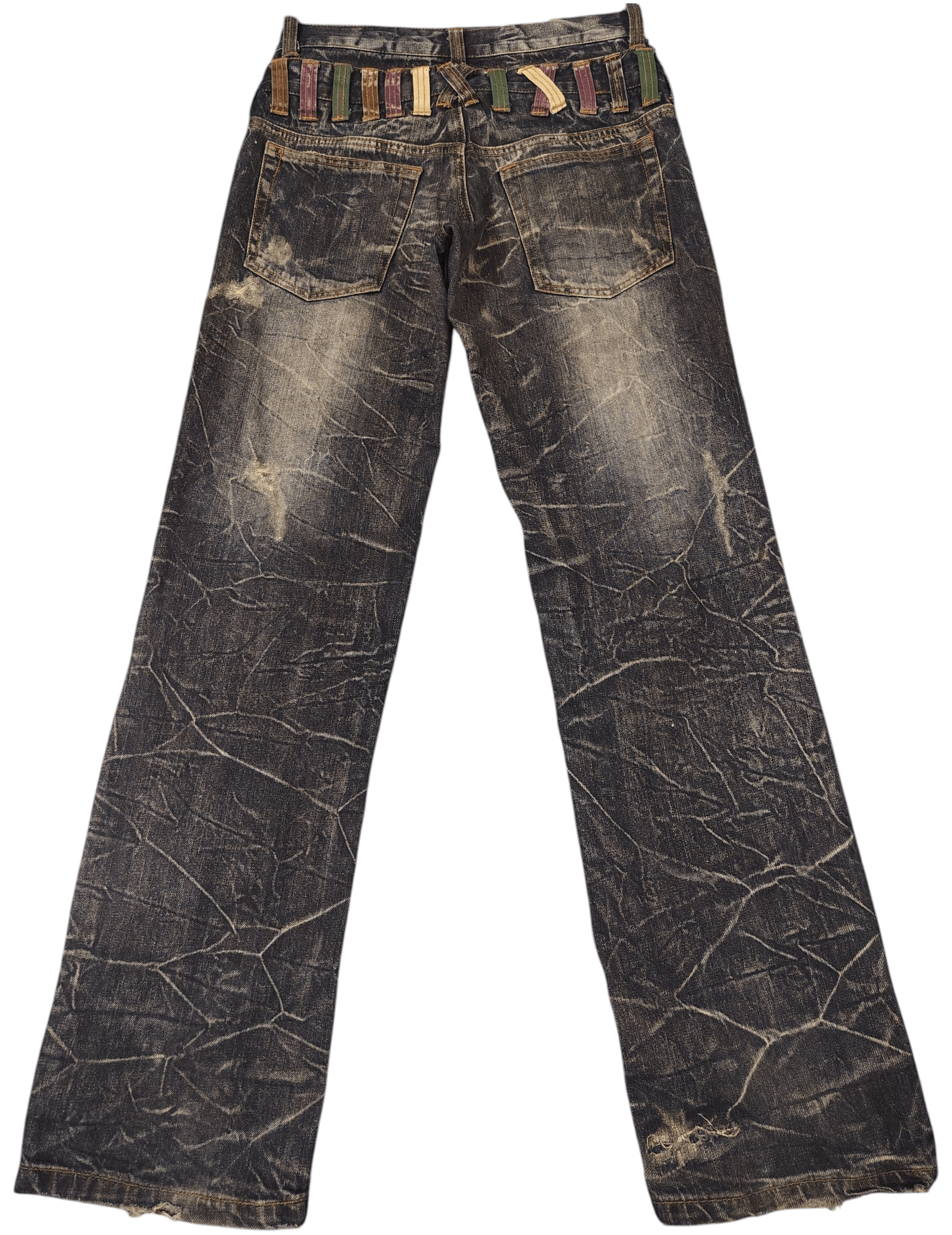 Who Decides War Japanese Nylaus Double Waist Distressed Jeans Size US 29 - 2 Thumbnail