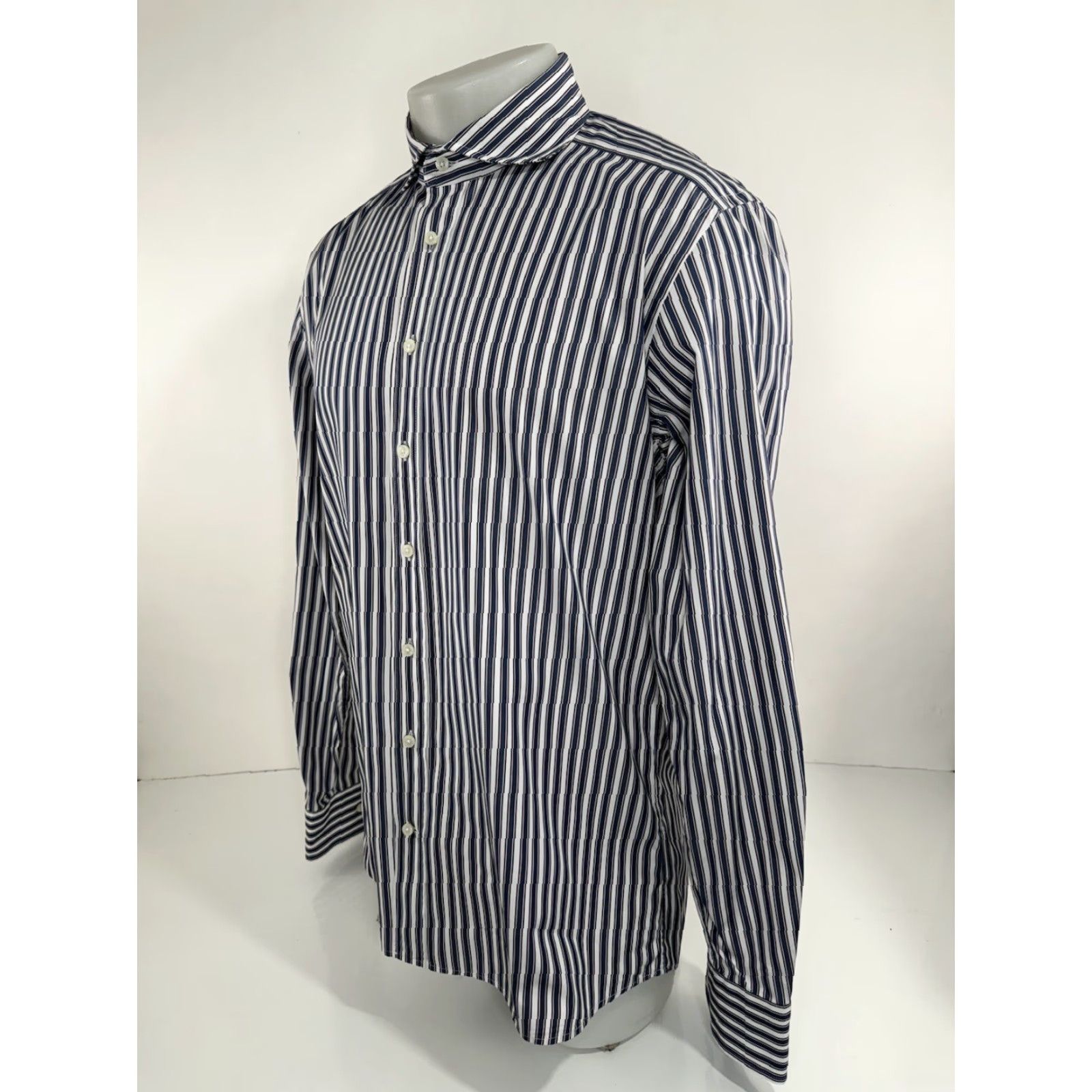 Suitsupply SUIT SUPPLY Striped Dress Shirt 42 Blue White Brown Cotton EXCELLENT Mens Shirts 42" Regular XS? Size US XL / EU 56 / 4 - 3 Thumbnail
