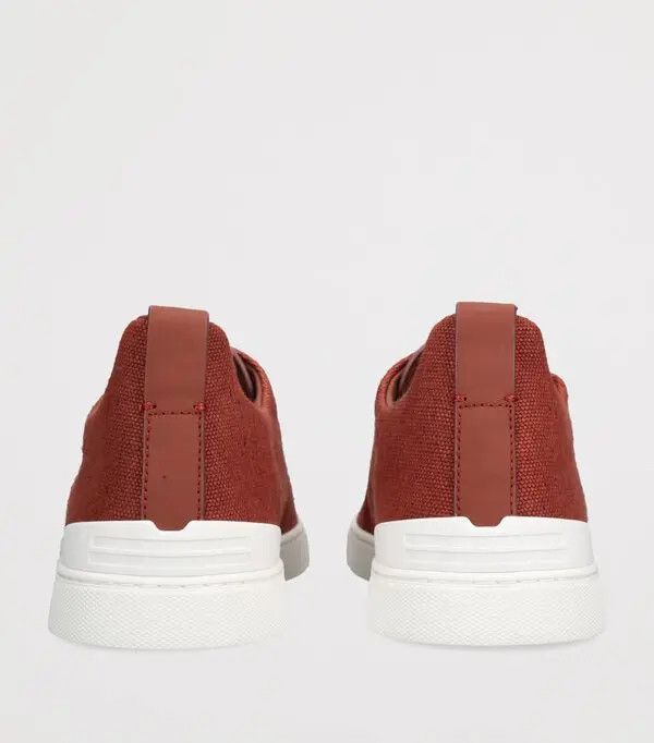 Ermenegildo Zegna o1s1rm1025 Triple Stitch Low-Top Sneakers in Tela Rosso Size US 7 / EU 40 - 2 Thumbnail