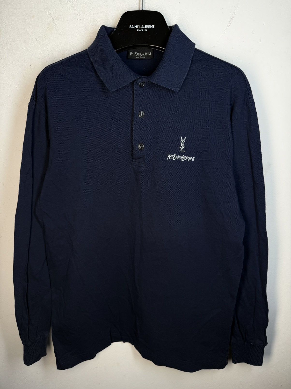 Yves Saint Laurent 🇮🇹90s YSL Sweatshirt 1/4 Button Up Vintage Crewneck collar Size US M / EU 48-50 / 2 - 1 Thumbnail