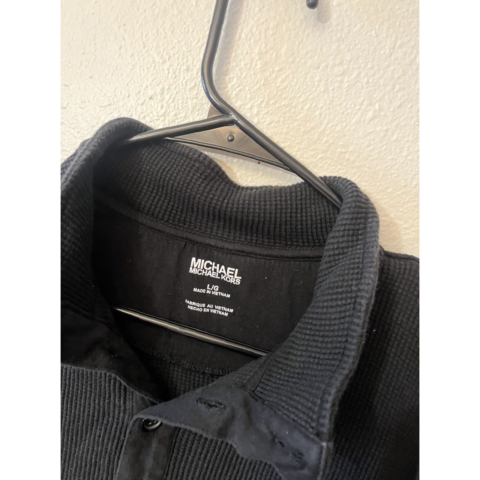 Michael Kors Michael Kors Shirt Mens L Thermal Waffle 1/4 Snap Long Sleeve Stretch Black Size US L / EU 52-54 / 3 - 3 Thumbnail