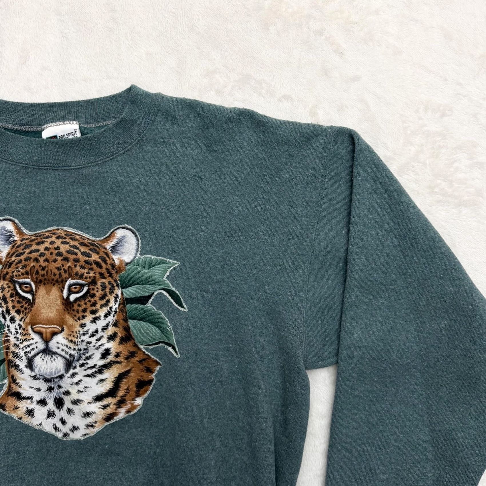 ESPIRIT Pro Spirit Leopard Sweatshirt Mens Large Green Embroidered Crewneck Made USA Size US L / EU 52-54 / 3 - 4 Thumbnail