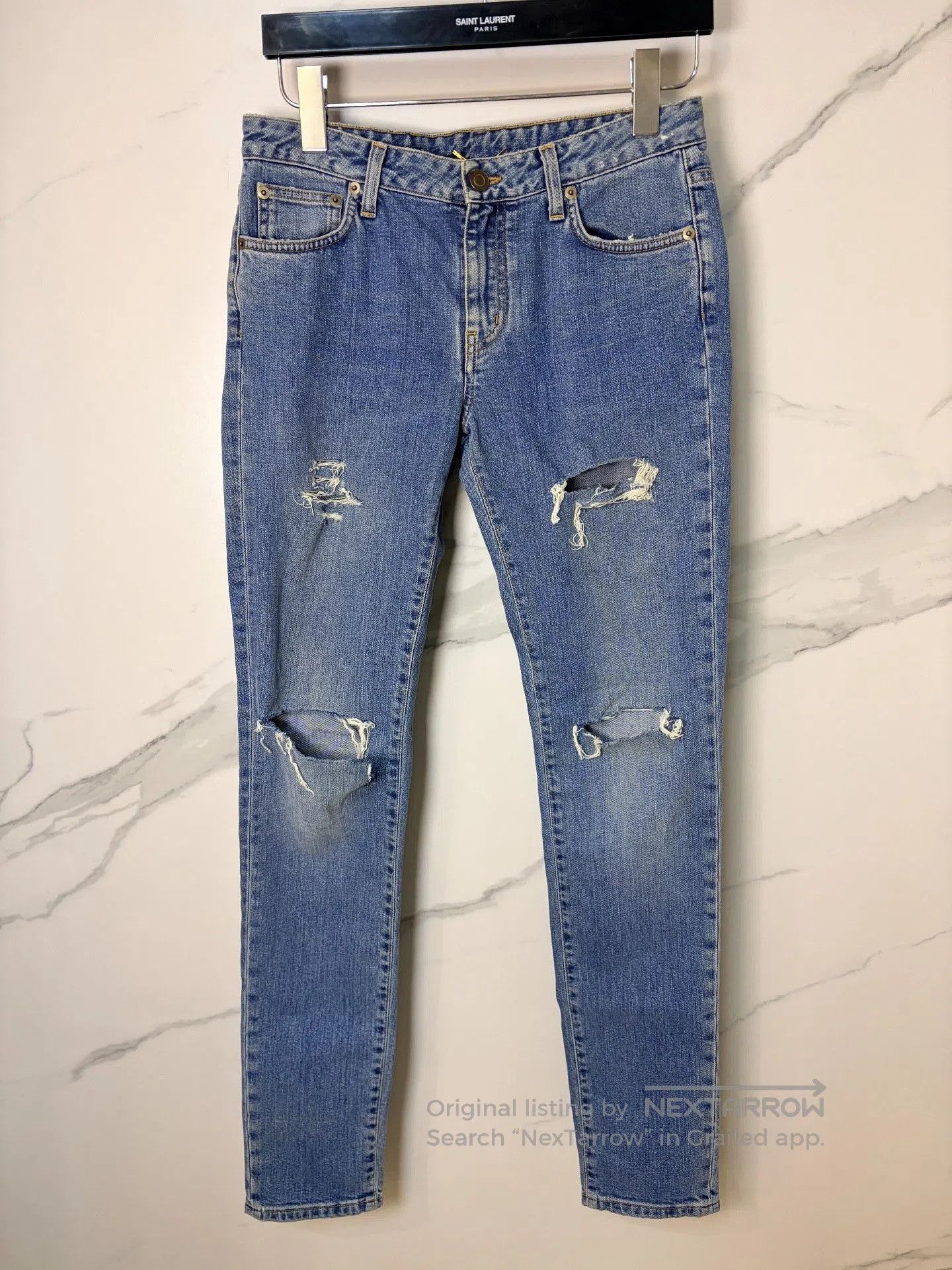 Saint Laurent Paris Saint Laurent Distressed Blue Jeans Size 29. Size US 29 - 1 Thumbnail