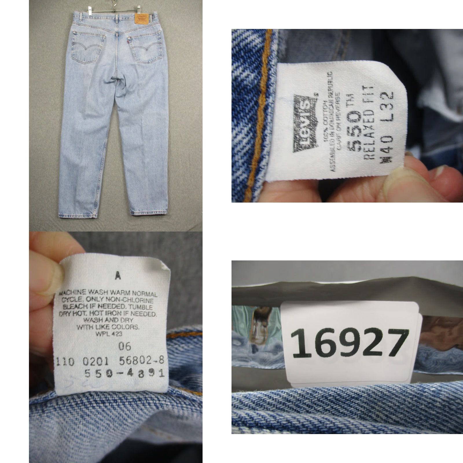 Levi's Levi's 550 Jeans Mens 40x32 Relaxed Denim Tapered Light Blue 90s Classic Waist 40 Inseam 32 Mens Size US 40 / EU 56 - 8 Thumbnail