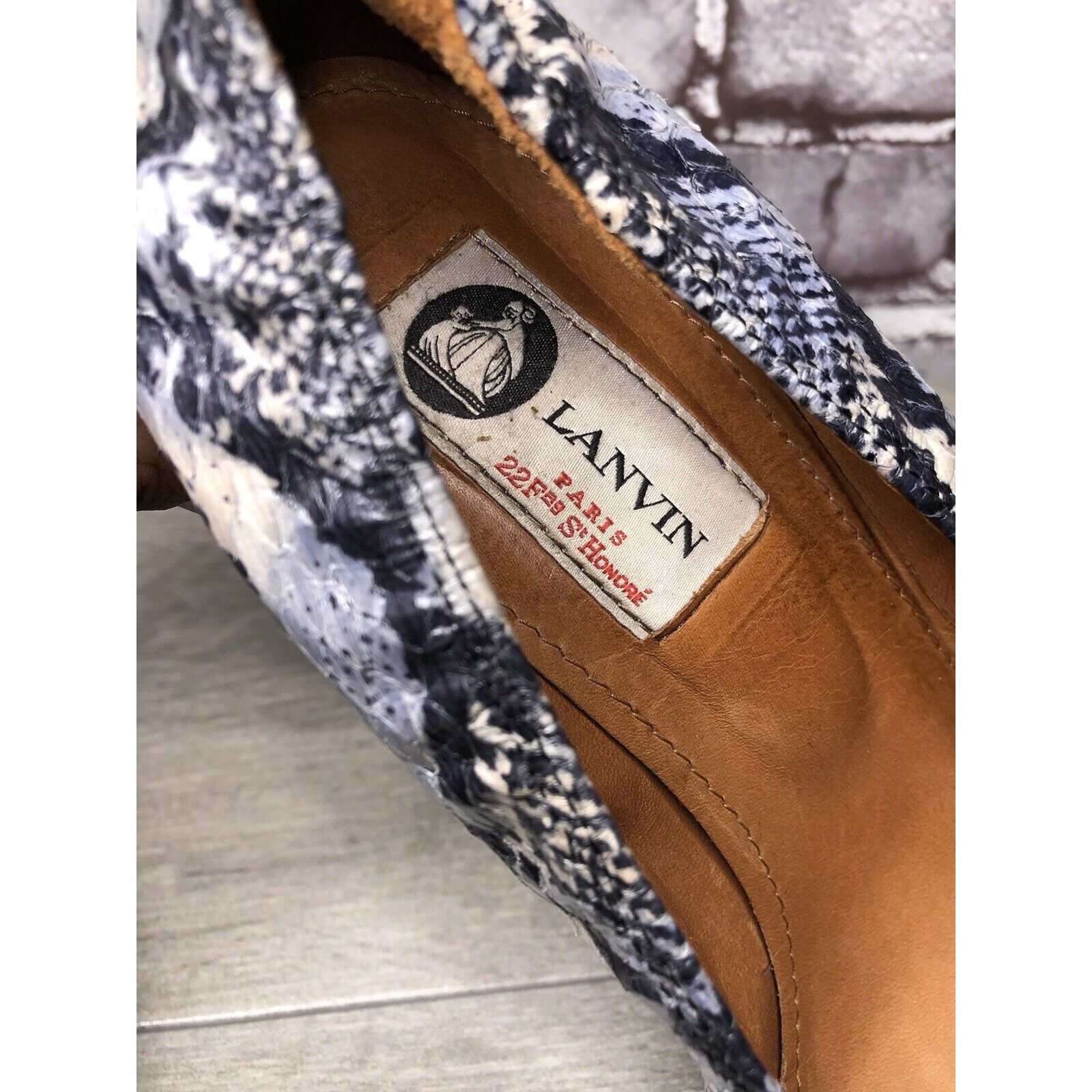 Lanvin LANVIN Ivory Blue Leather Snake Skin Pumps High Wedges Shoes Size US 9.5 / IT 39.5 - 14 Thumbnail
