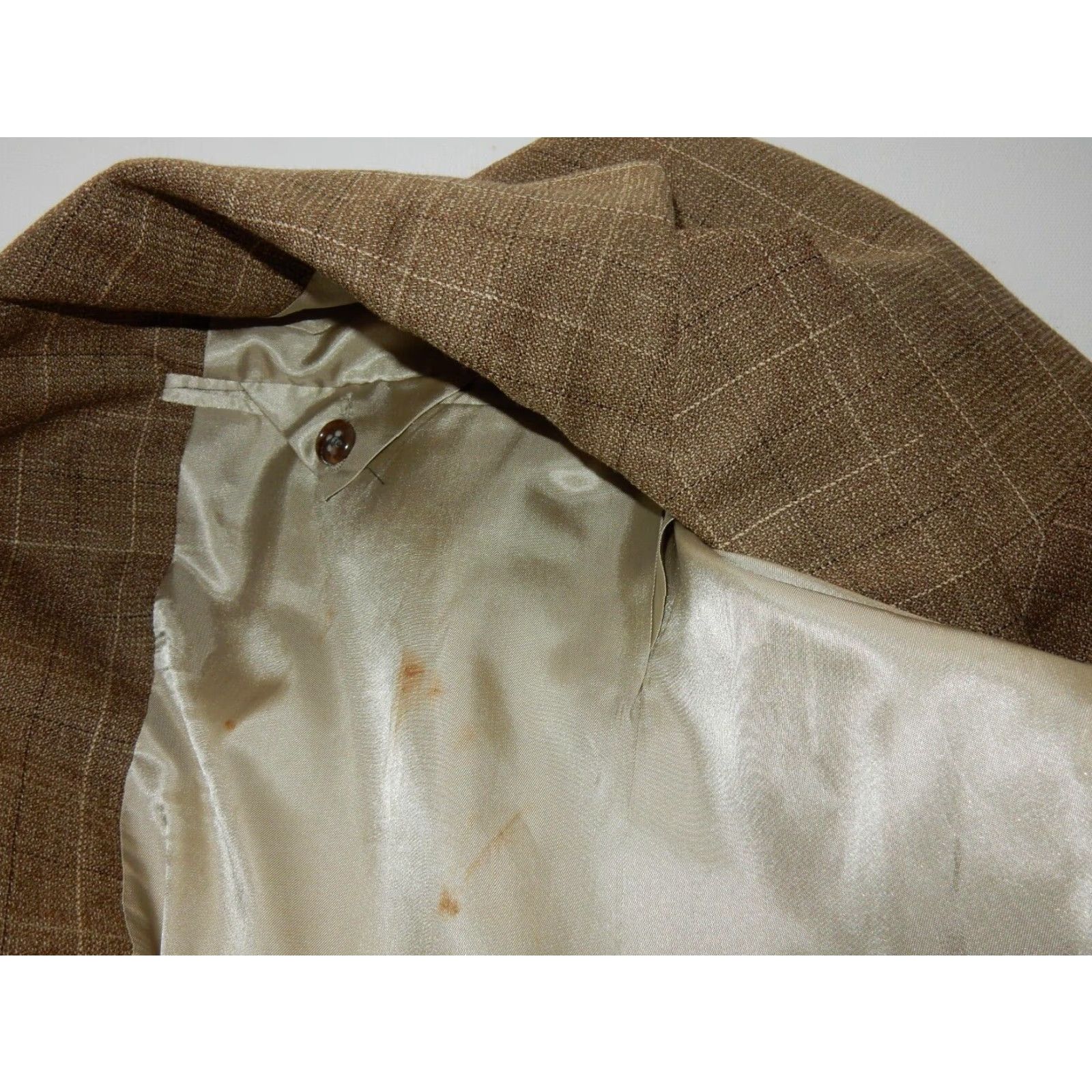 Brooks Brothers Brooks Brothers Men's 1 Piece Plaid Wool Blazer Sport Coat Brown 43T Size 48R - 8 Thumbnail