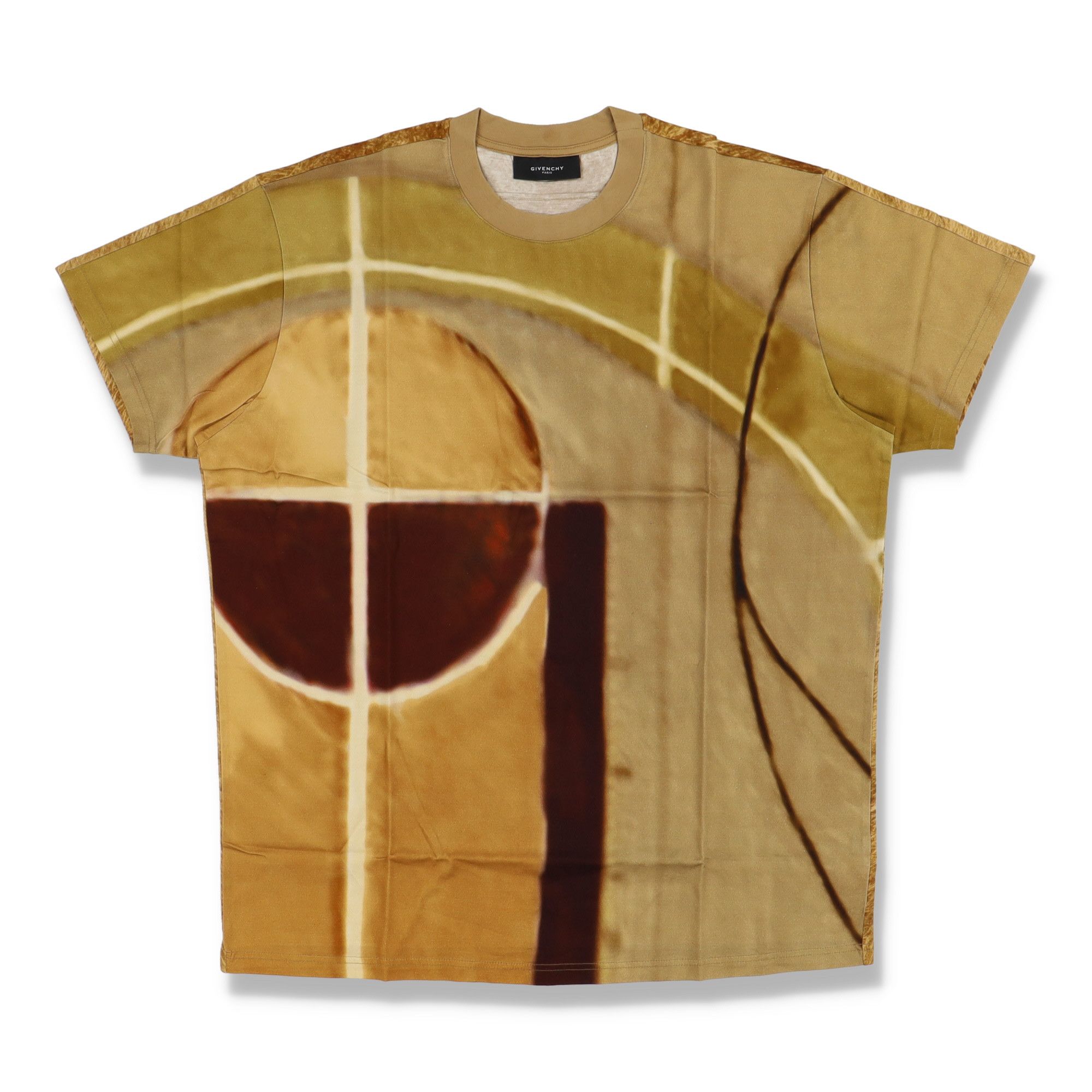 image of Givenchy Brown Basketball Pitch Oversized T-Shirt in Beige, Men's (Size XS)