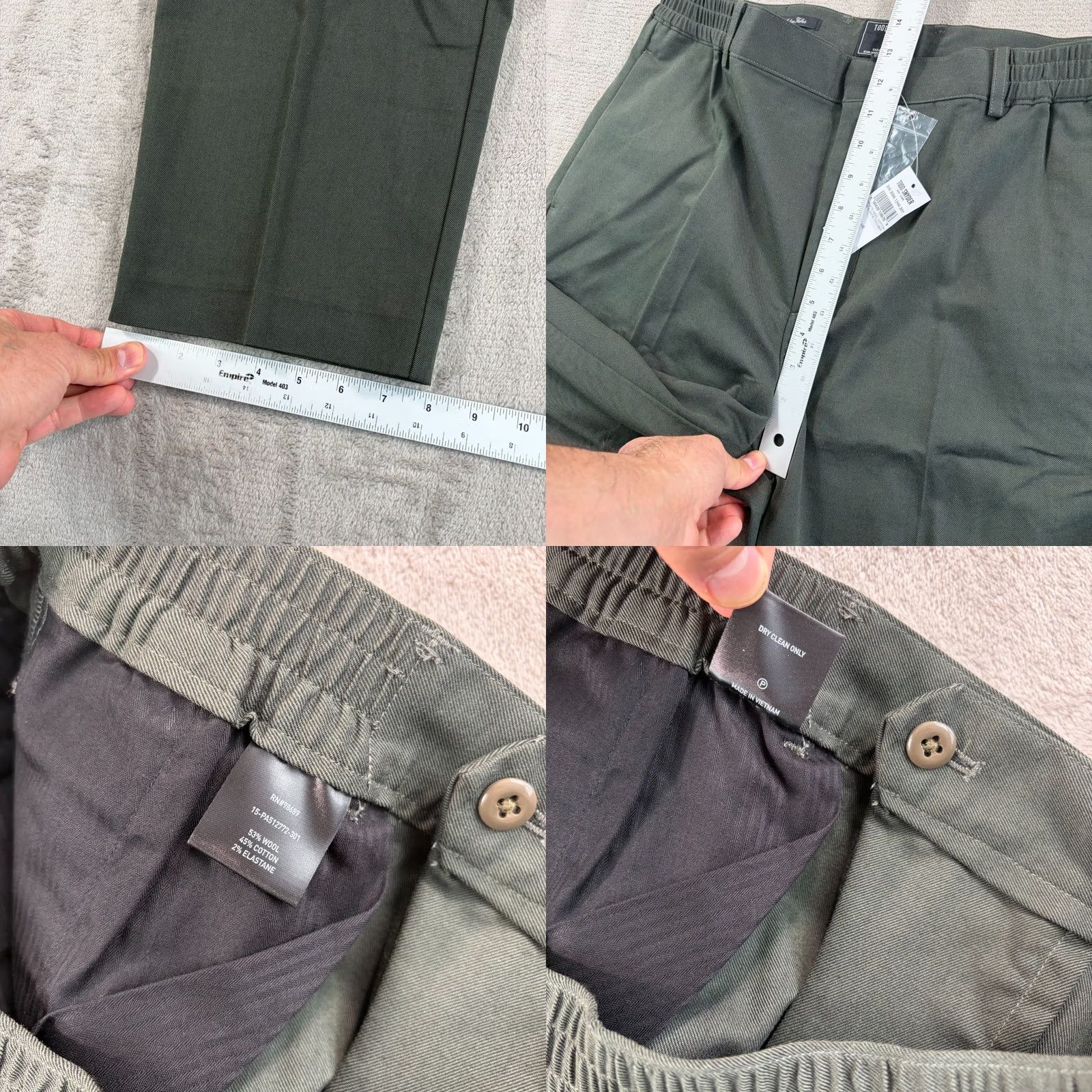 Todd Snyder Todd Snyder Italian Wool-Cotton Modern Trousers Olive Green Men Large L Wallop NWT Dress Pants Size US 33 - 8 Thumbnail
