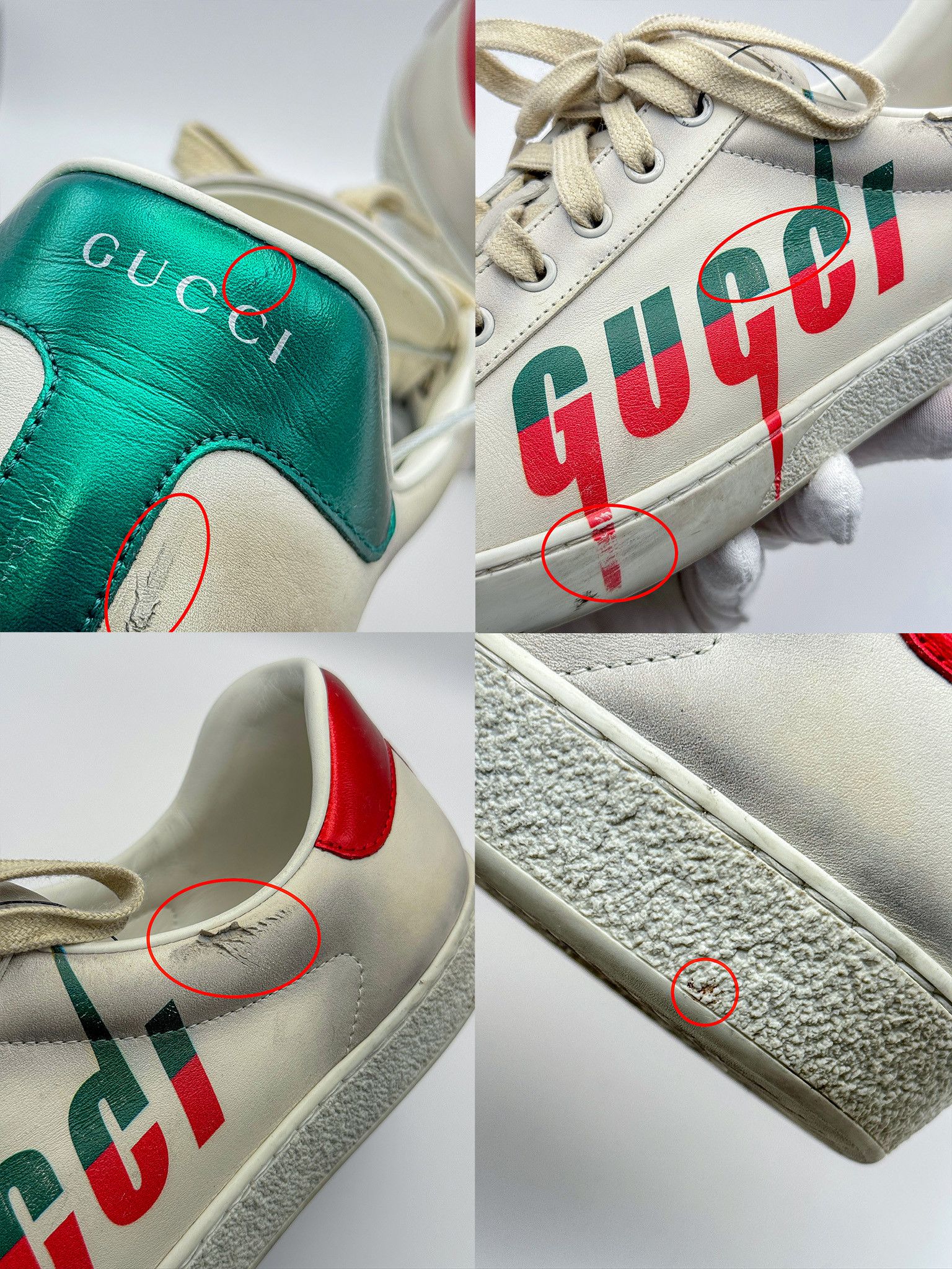 Gucci Gucci Ace Graffiti Logo Distressed White-Beige Leather Size US 10 / EU 43 - 18 Thumbnail
