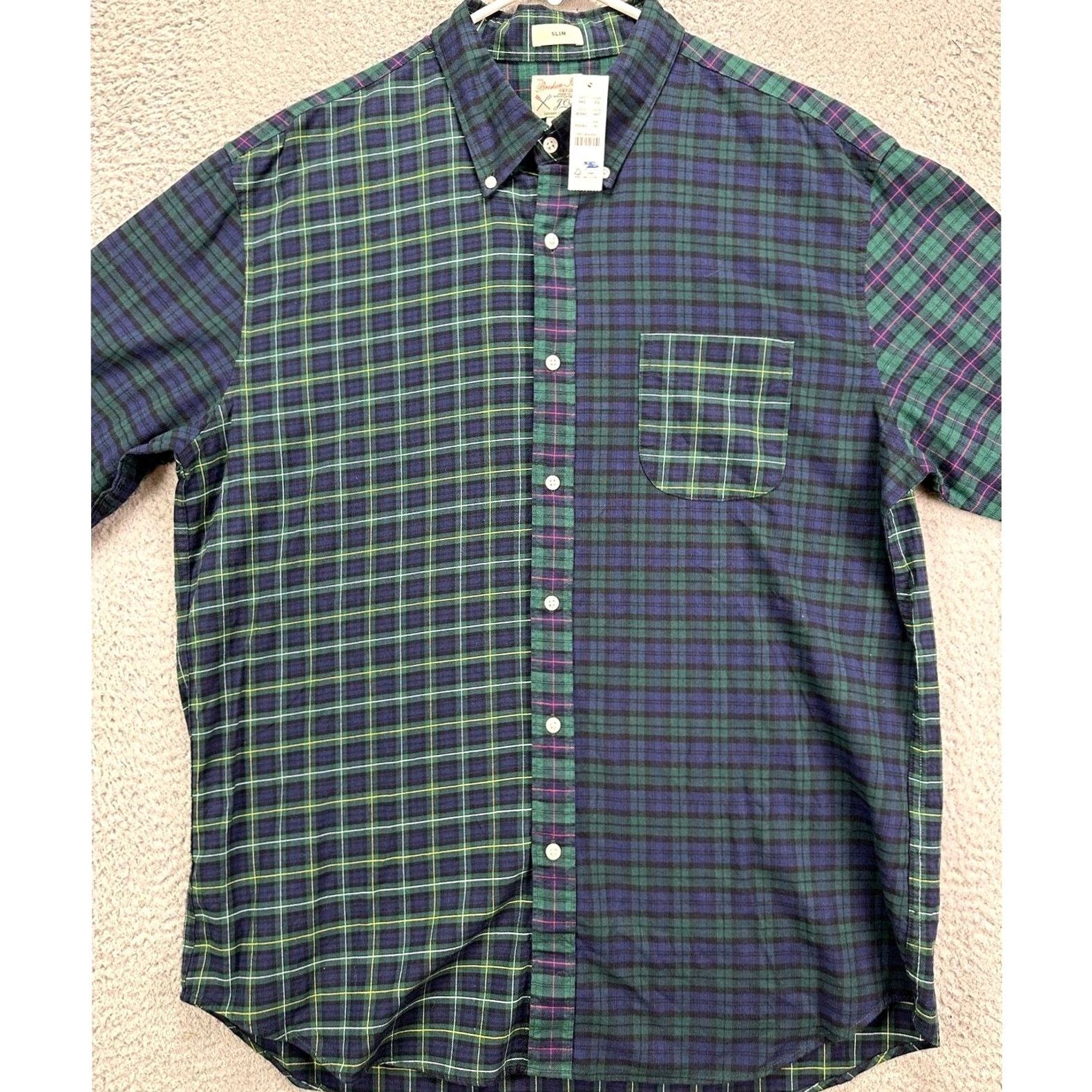J.Crew J. Crew Broken In Oxford Flannel Shirt Men XL Green Blue Plaid Button-Up Slim Fit Size US XL / EU 56 / 4 - 3 Thumbnail