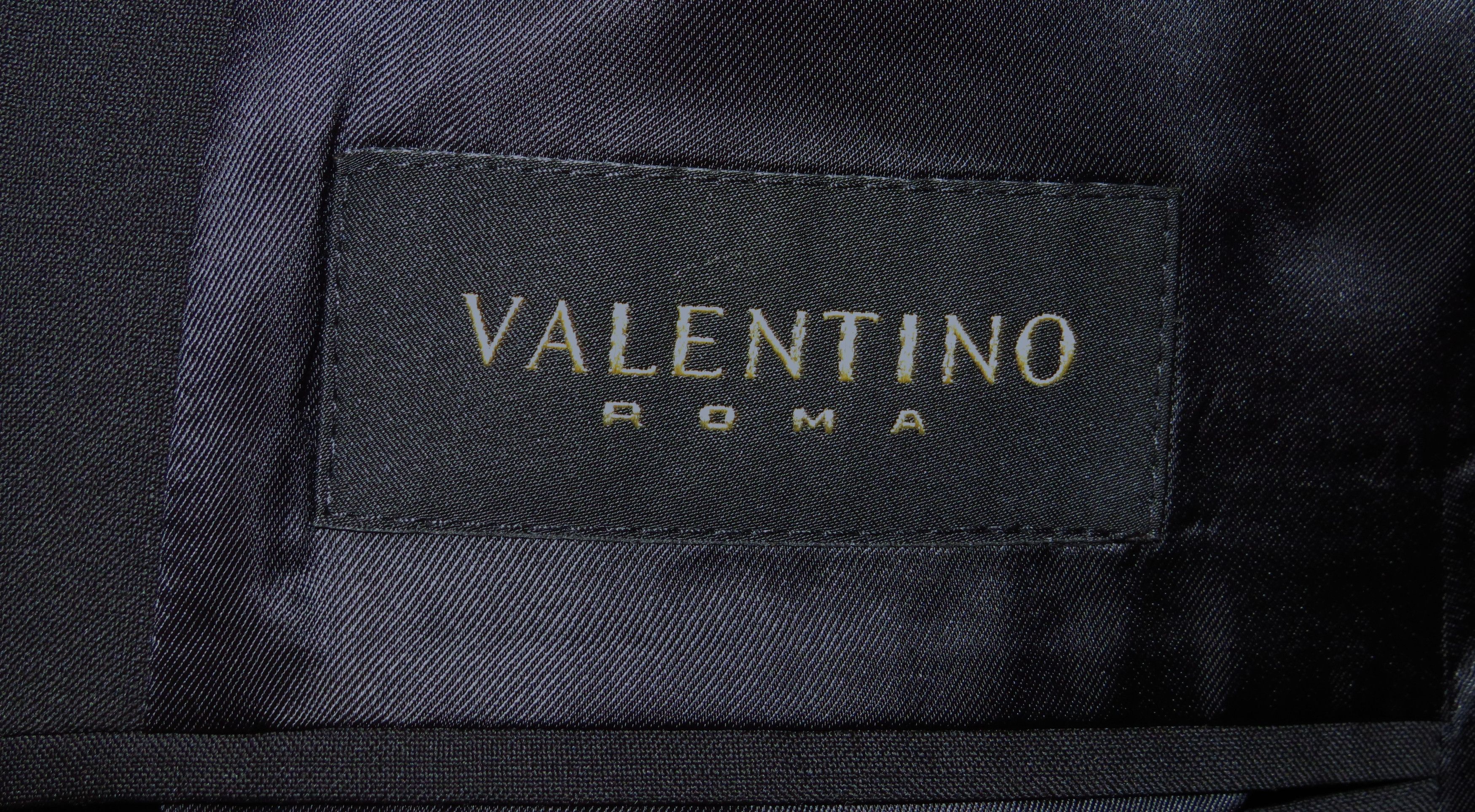 Valentino Solid Black Fleece Wool Two Button Suit 44 Size 44R - 16 Thumbnail