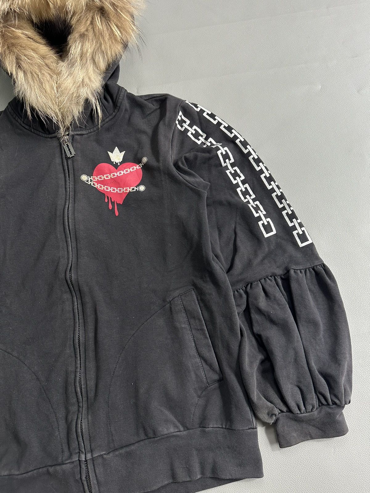 20471120 CRAZY FADED LOVE CHAIN FUR ZIP CAT HOODIE 2047 HYOMA STYLE Size US S / EU 44-46 / 1 - 4 Thumbnail