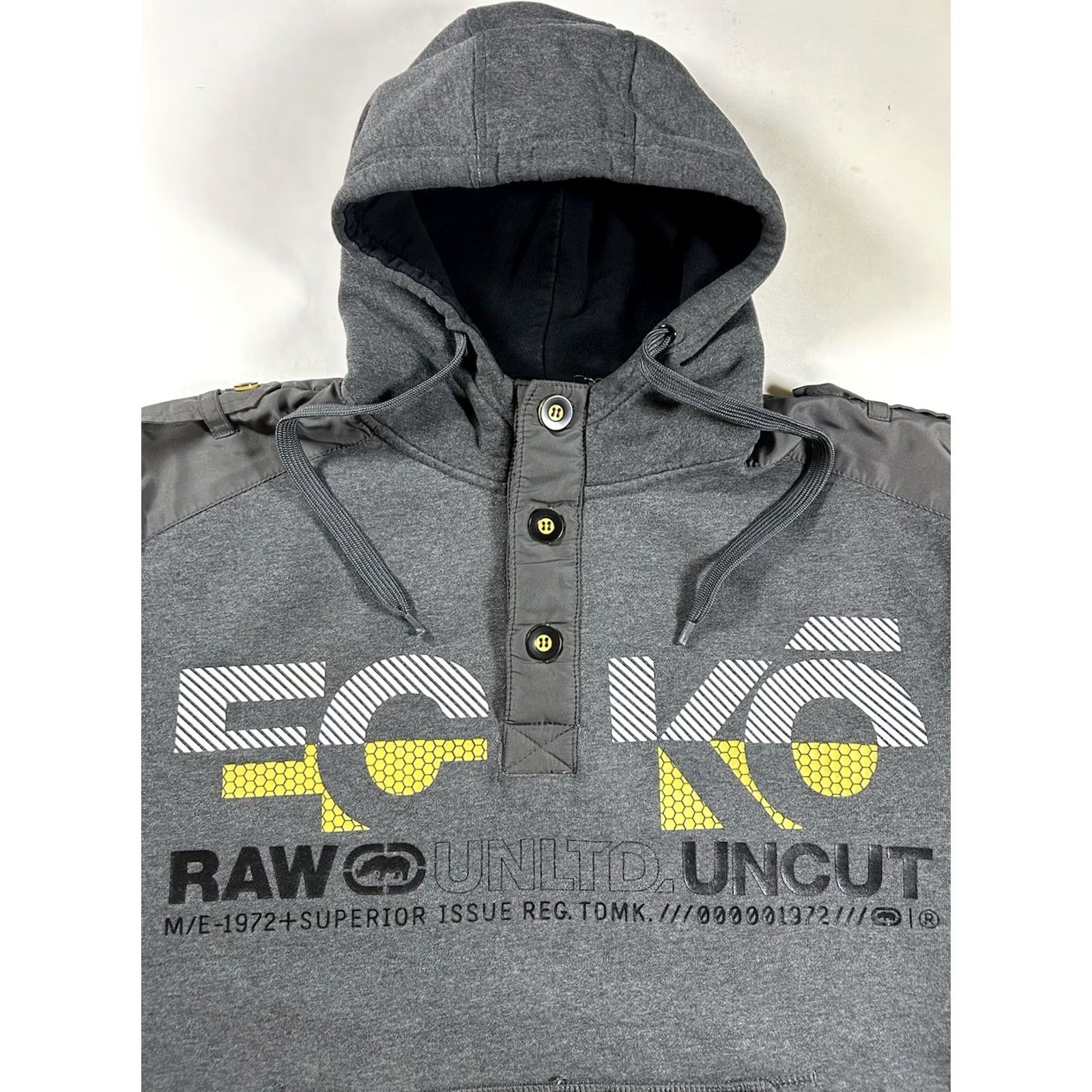 Vintage VINTAGE Eckō Unltd. Raw & Uncut Sweatshirt Gray Y2K Hooded Large Hip Hop Mens Size US L / EU 52-54 / 3 - 3 Thumbnail