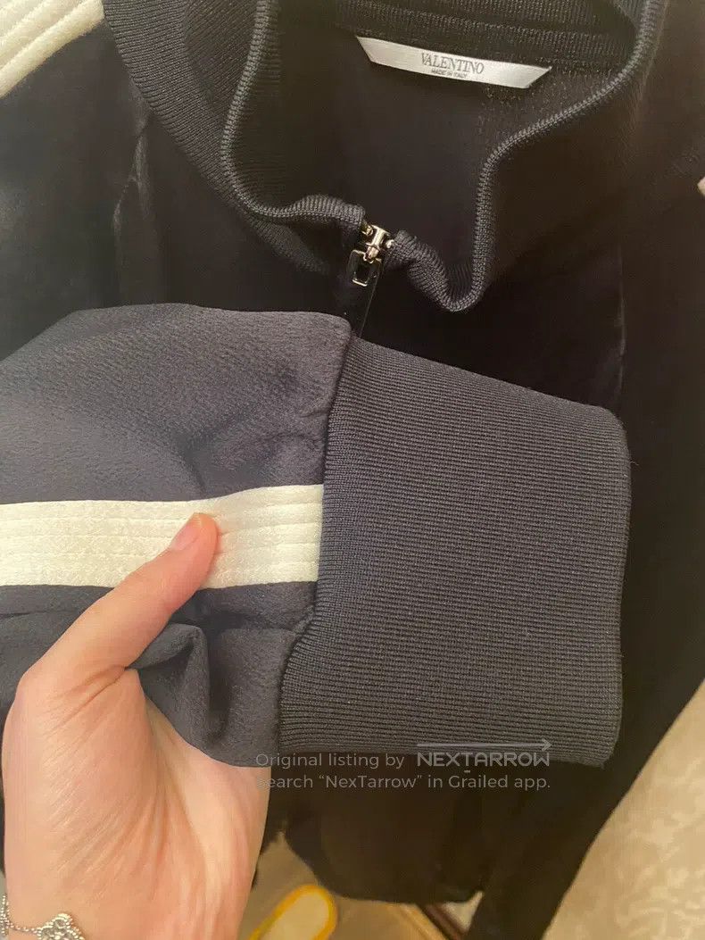 Valentino Valentino Silk pure black vertical strip sports zip jacket Size XL / US 12-14 / IT 48-50 - 2 Thumbnail