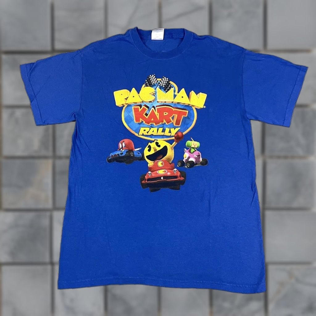 Vintage VINTAGE Pac Man T-Shirt Mens M Blue 90s Cartoon Video Game Funny Sports Pac Man Kart Rally TV Promo Rare M Size US M / EU 48-50 / 2 - 1 Thumbnail
