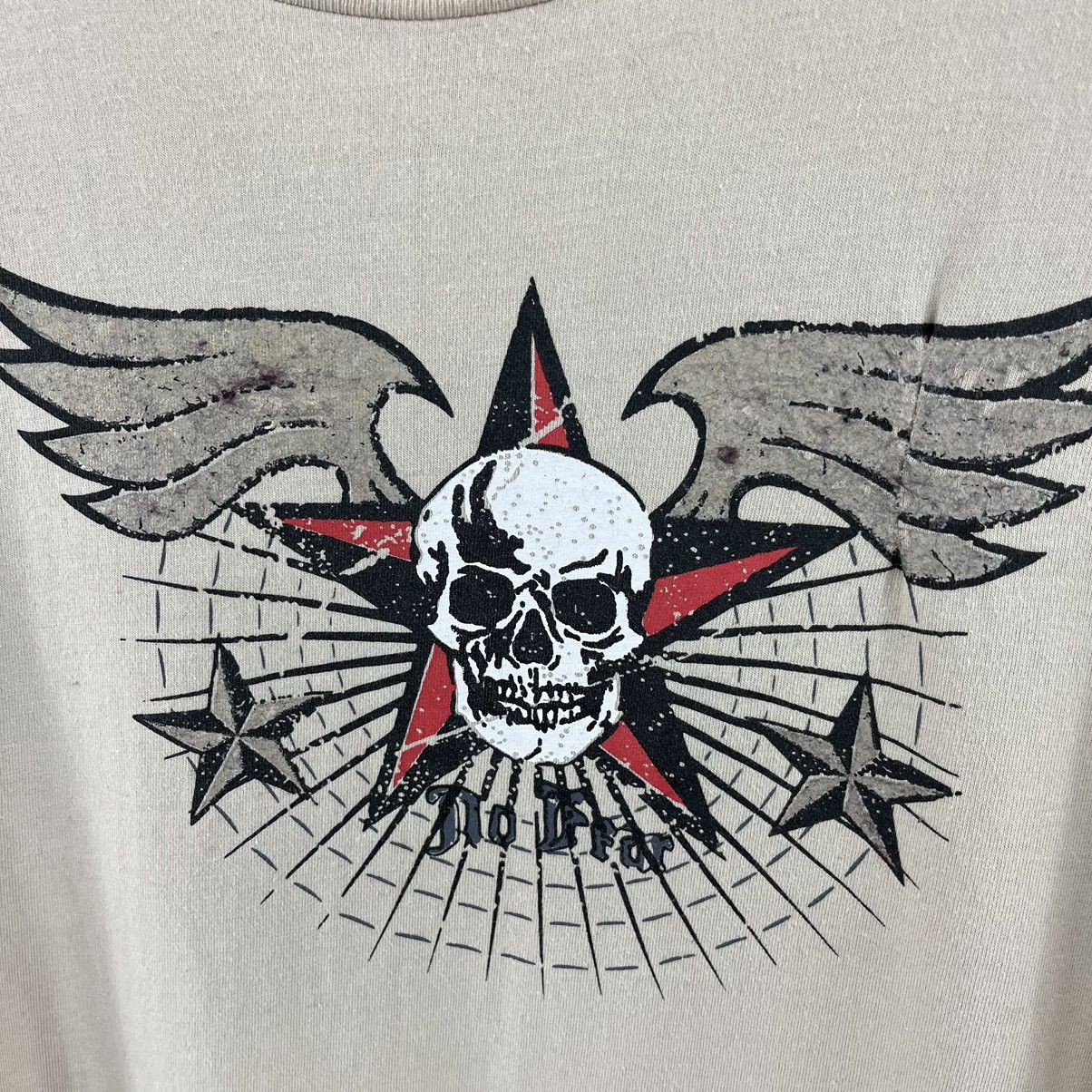 No Fear × Vintage No Fear Vintage T-Shirt Big Logo Scull Y2K Beige Size XL Size US XL / EU 56 / 4 - 3 Thumbnail