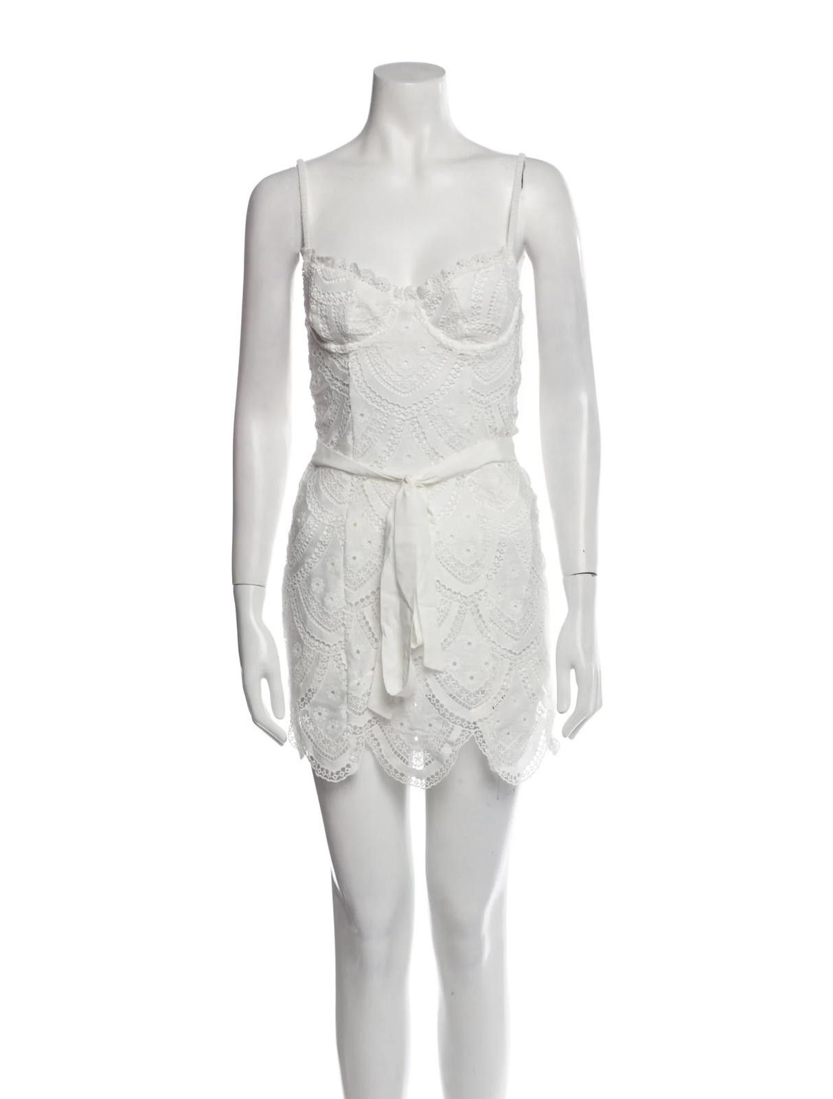 Other For Love & Lemons White V-Neck Mini Dress Size: XS Size XS / US 0-2 / IT 36-38 - 1 Thumbnail