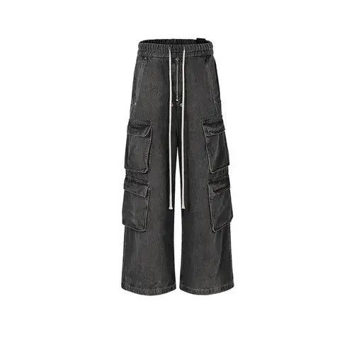 Designer × Japanese Brand × Jean Hombre Drawstring Elastic Baggy Cargo Jeans y2k Size US 34 / EU 50 - 2 Thumbnail