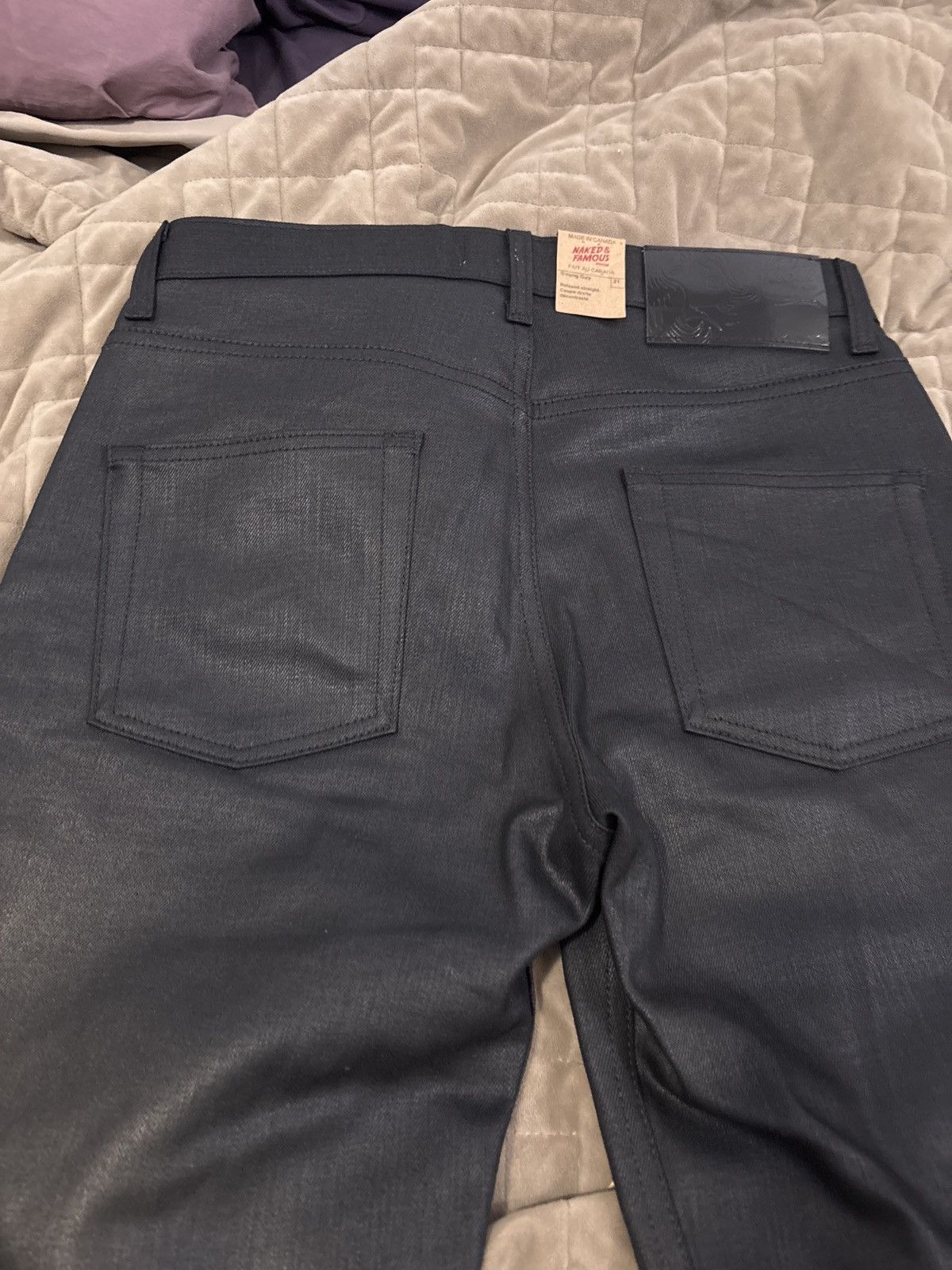 Naked & Famous Strong guy black waxed denim pants Size US 31 - 5 Thumbnail