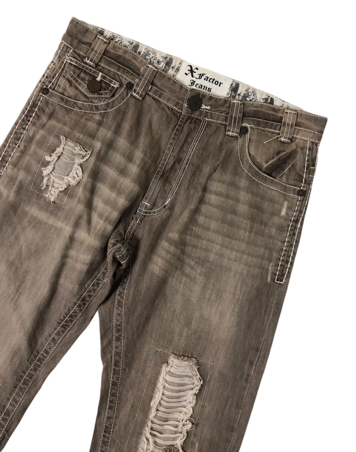 Japanese Brand Japan Brand XFactor Distress Denim Jeans Size US 34 / EU 50 - 5 Thumbnail