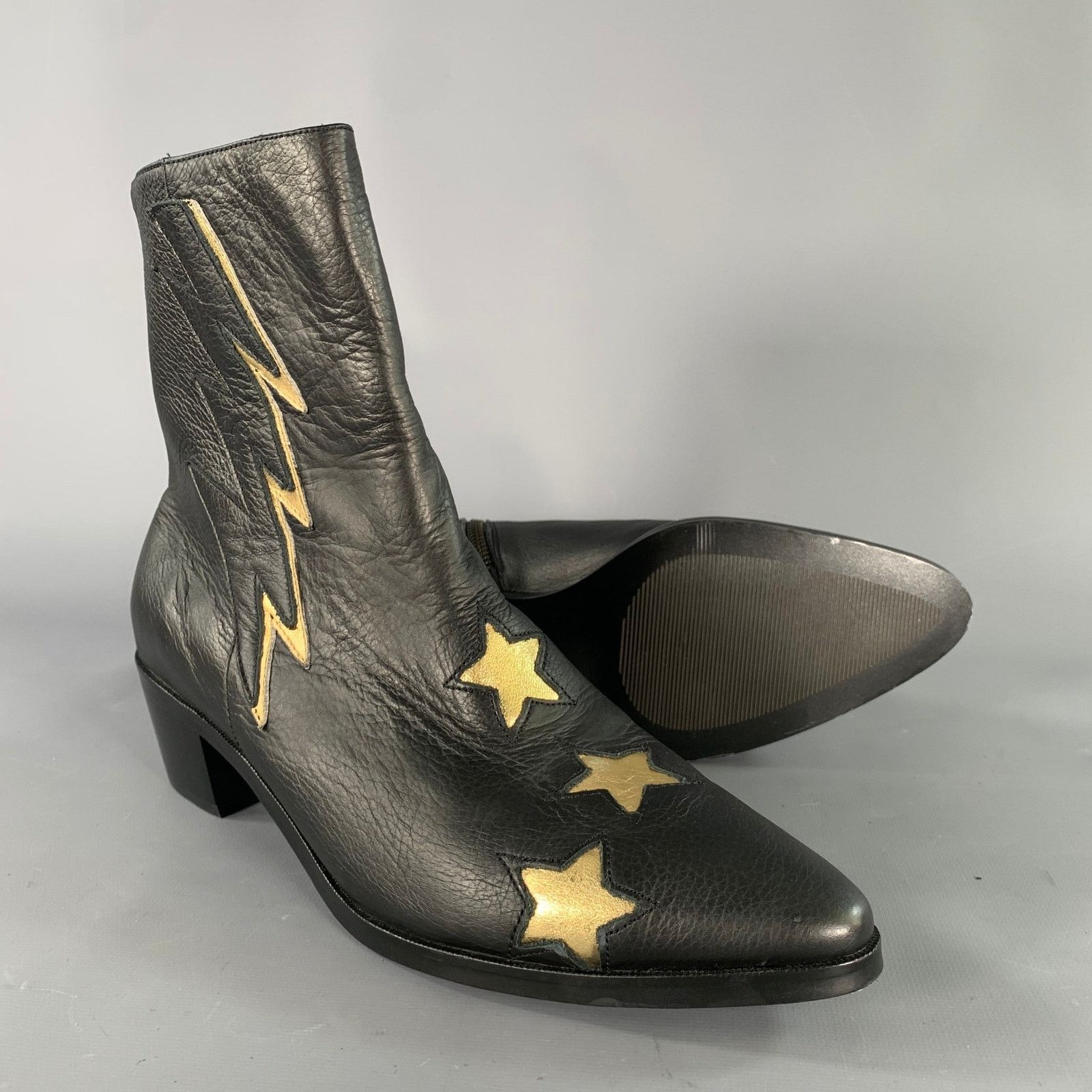 Other MODERN VICE 10.5 Black Gold Leather Stars Side Zipper Boots Size US 10.5 / IT 40.5 - 5 Thumbnail