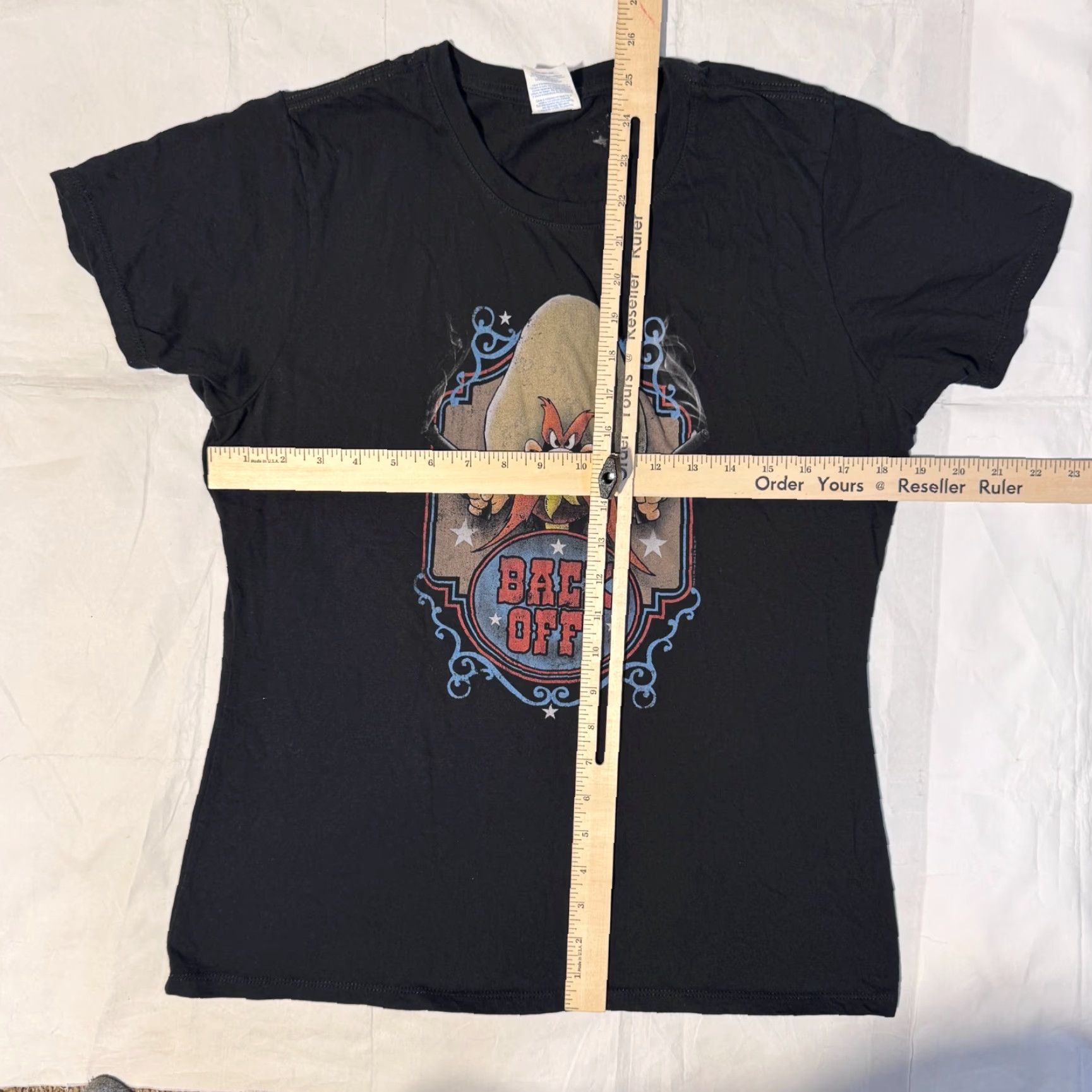 Vintage Looney Tunes Yosemite Sam Back Off! Y2K Top Womens Tshirt L Black Short Sleeve Crew Neck Logo Vintage Size L / US 10 / IT 46 - 3 Thumbnail