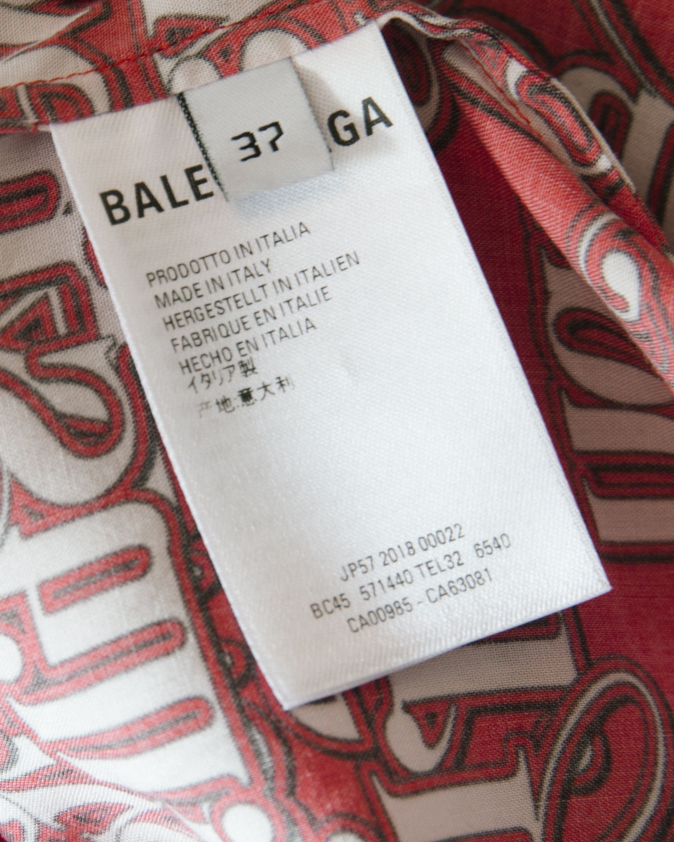 Balenciaga Balenciaga SS2019 Runway Poem-print Oversized Shirt in Red Size US XXS / EU 40 - 3 Thumbnail