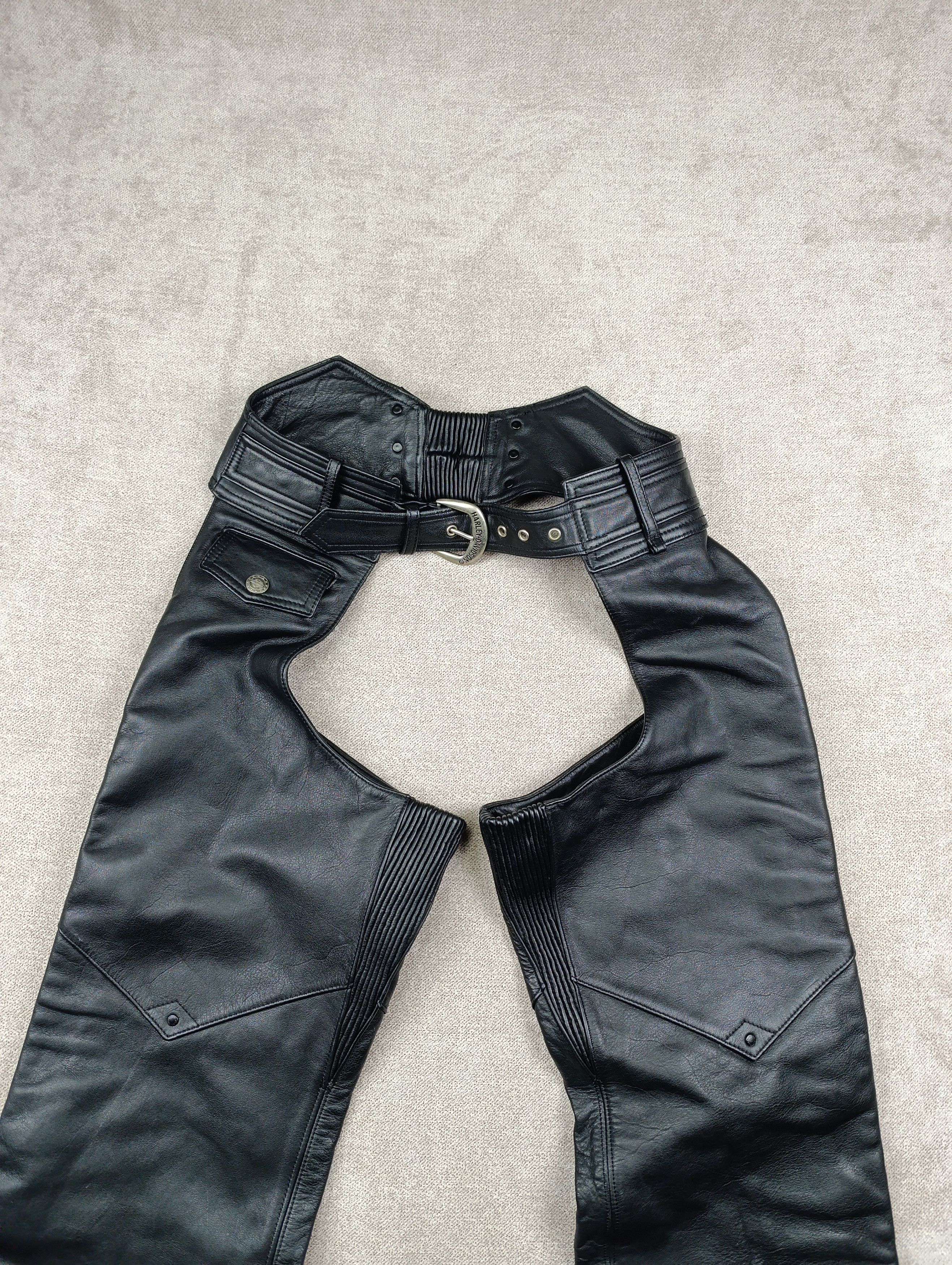 Harley Davidson HARLEY DAVIDSON BLACK LEATHER WOMENS MOTORCYCLE CHAPS PANTS Size 30" / US 8 / IT 44 - 5 Thumbnail