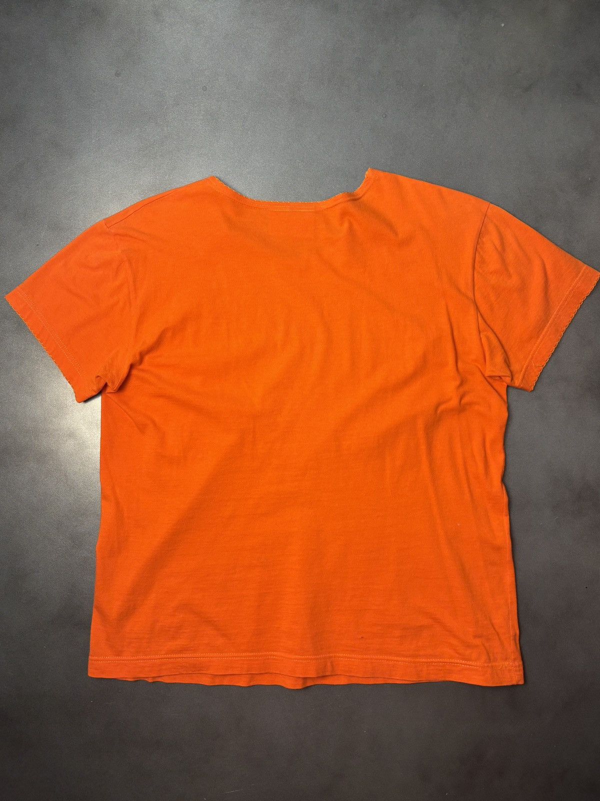 Vintage Y2K 2000s Vintage Tee Lace Trim Neck Orange Womens Badge Size L / US 10 / IT 46 - 6 Thumbnail
