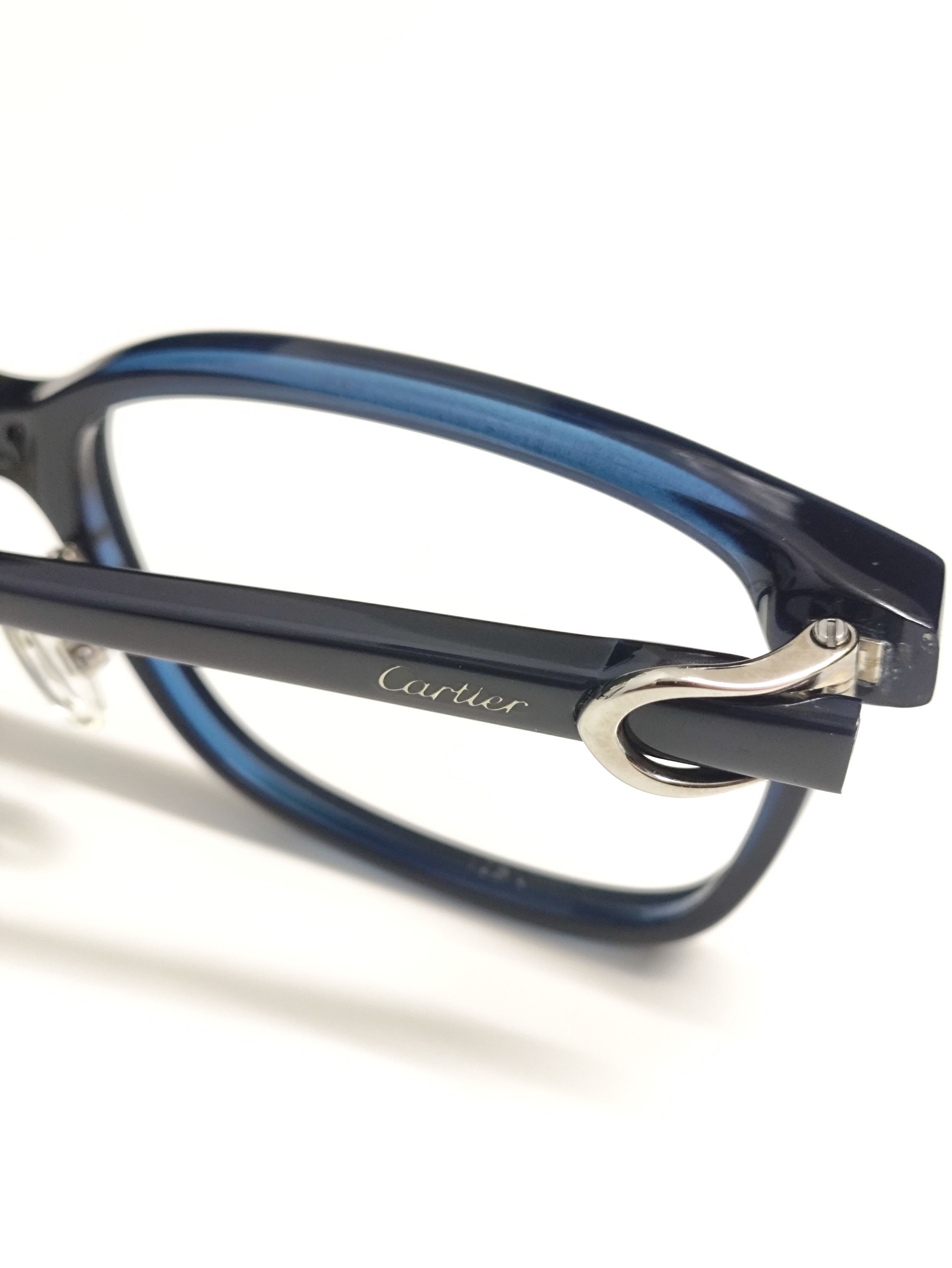 Cartier Cartier Rectangular Shape Eyeglass Frame CT0187OA Blue Size ONE SIZE - 4 Thumbnail